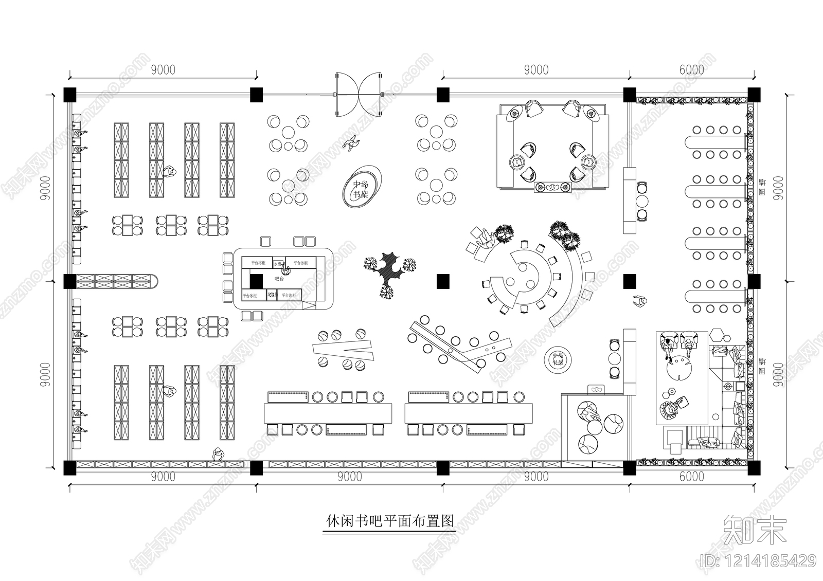 现代图书馆cad施工图下载【ID:1214185429】
