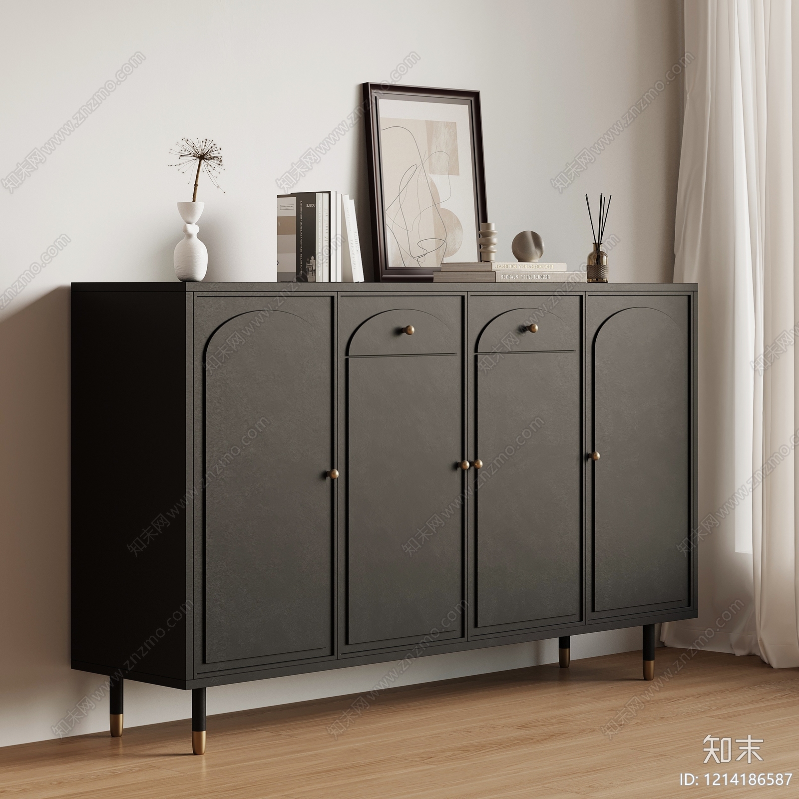 现代简约餐边柜SU模型下载【ID:1214186587】