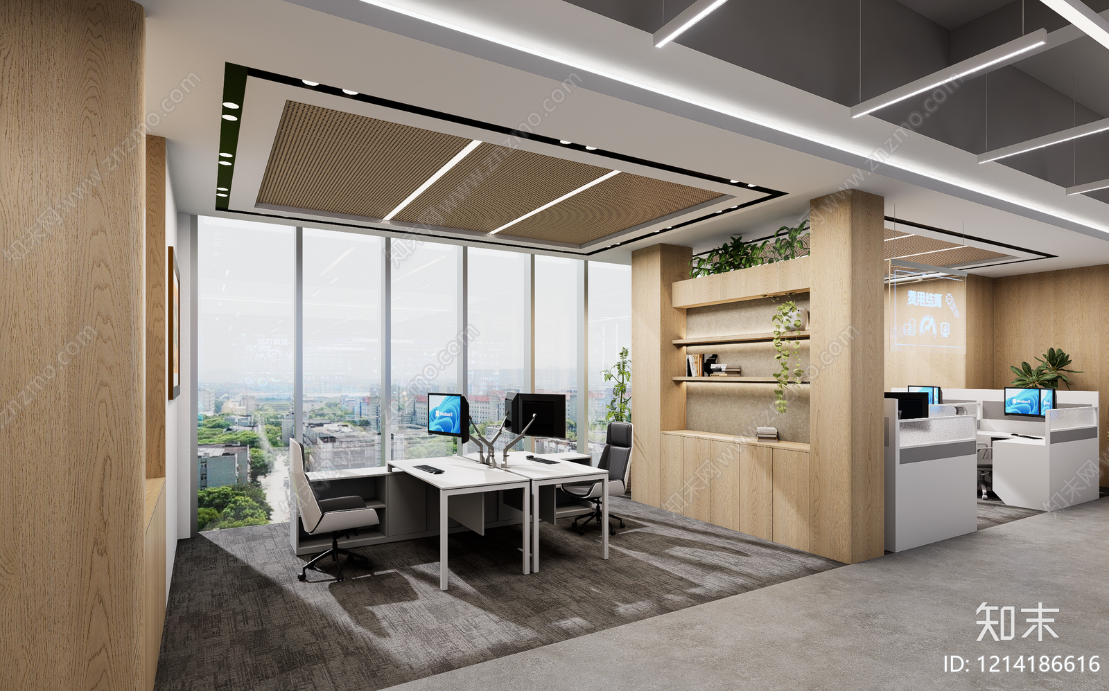 现代简约办公室SU模型下载【ID:1214186616】