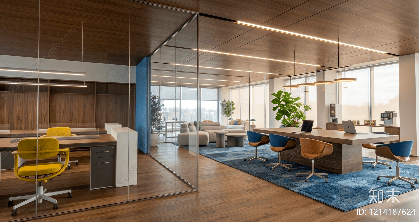 现代简约办公室SU模型下载【ID:1214187624】