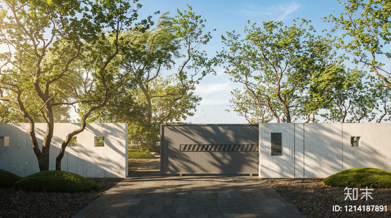 新中式景观入口大门SU模型下载【ID:1214187891】