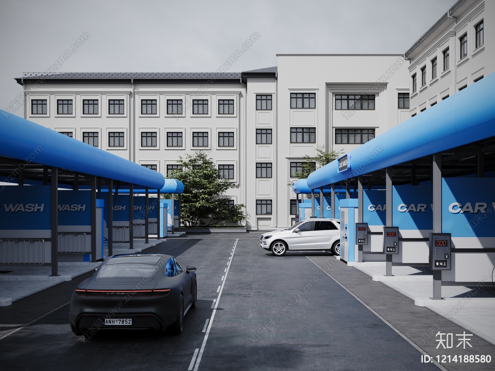 现代简约户外停车场3D模型下载【ID:1214188580】