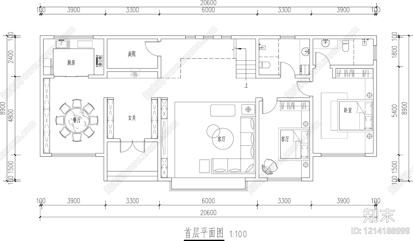 现代别墅建筑cad施工图下载【ID:1214188999】