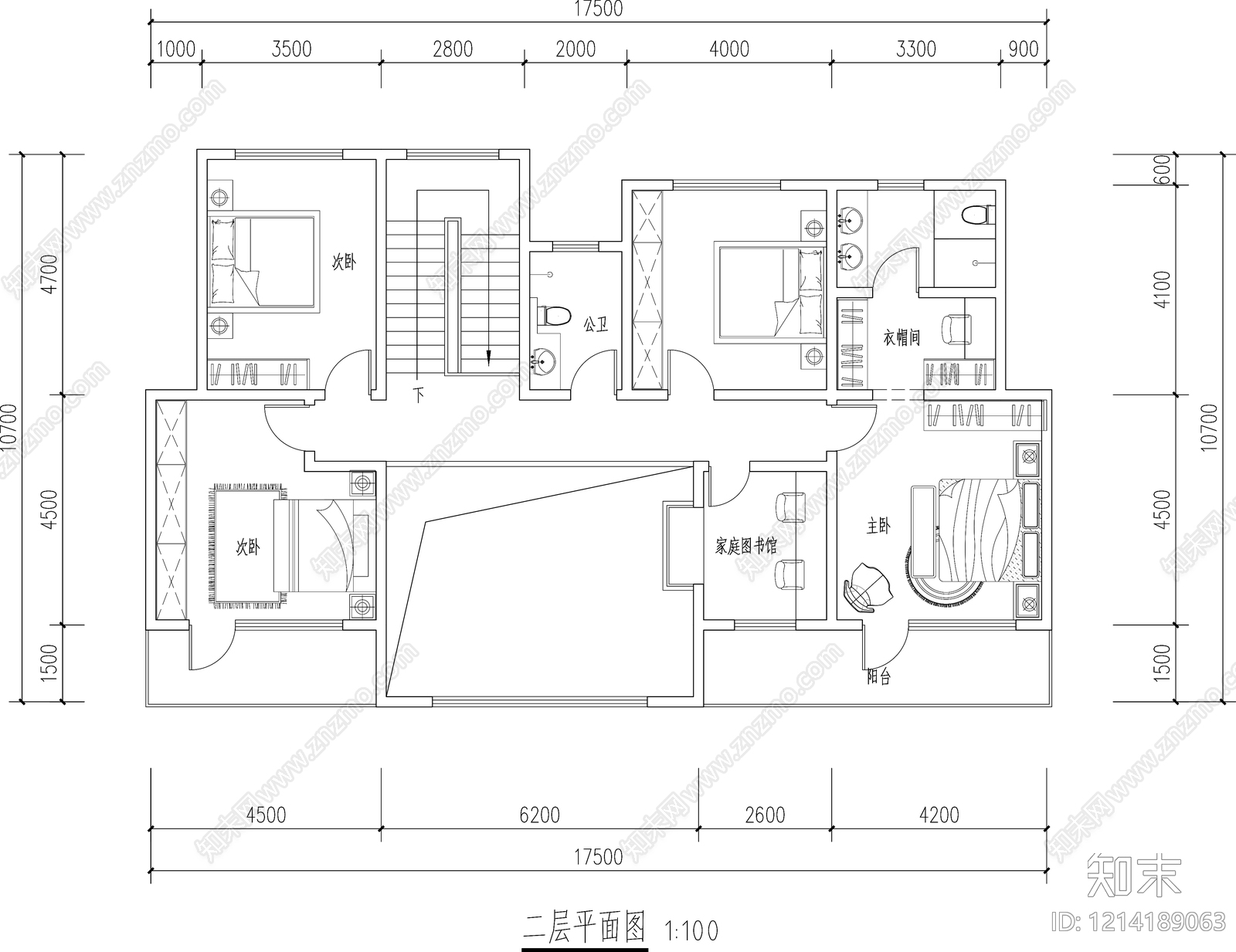 现代别墅建筑cad施工图下载【ID:1214189063】