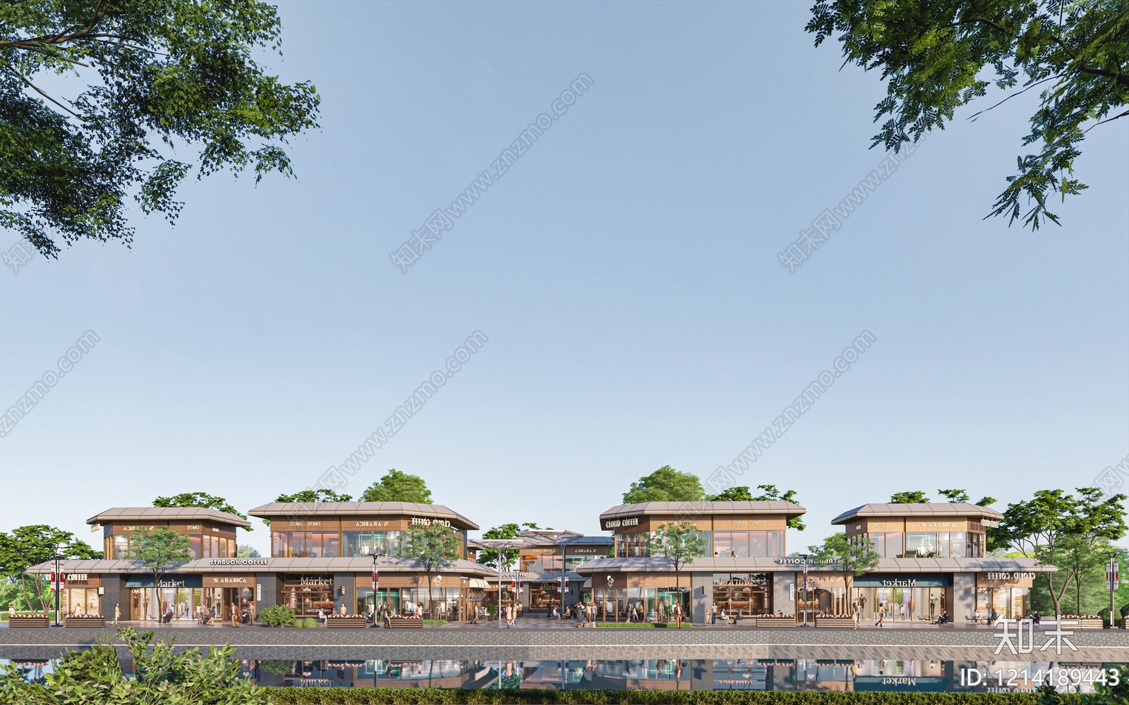 新中式商业街SU模型下载【ID:1214189443】