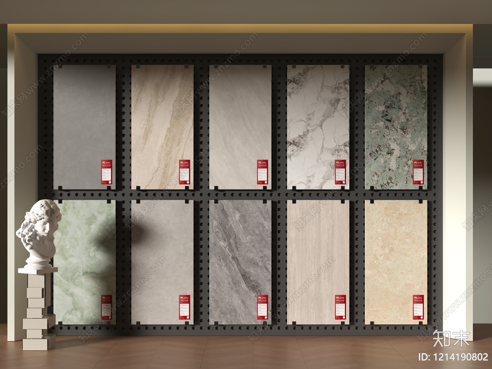 意式极简瓷砖展厅3D模型下载【ID:1214190802】