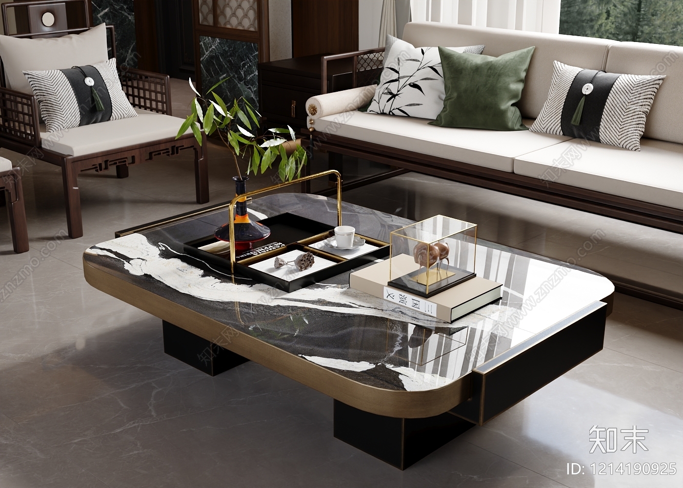 新中式茶几SU模型下载【ID:1214190925】