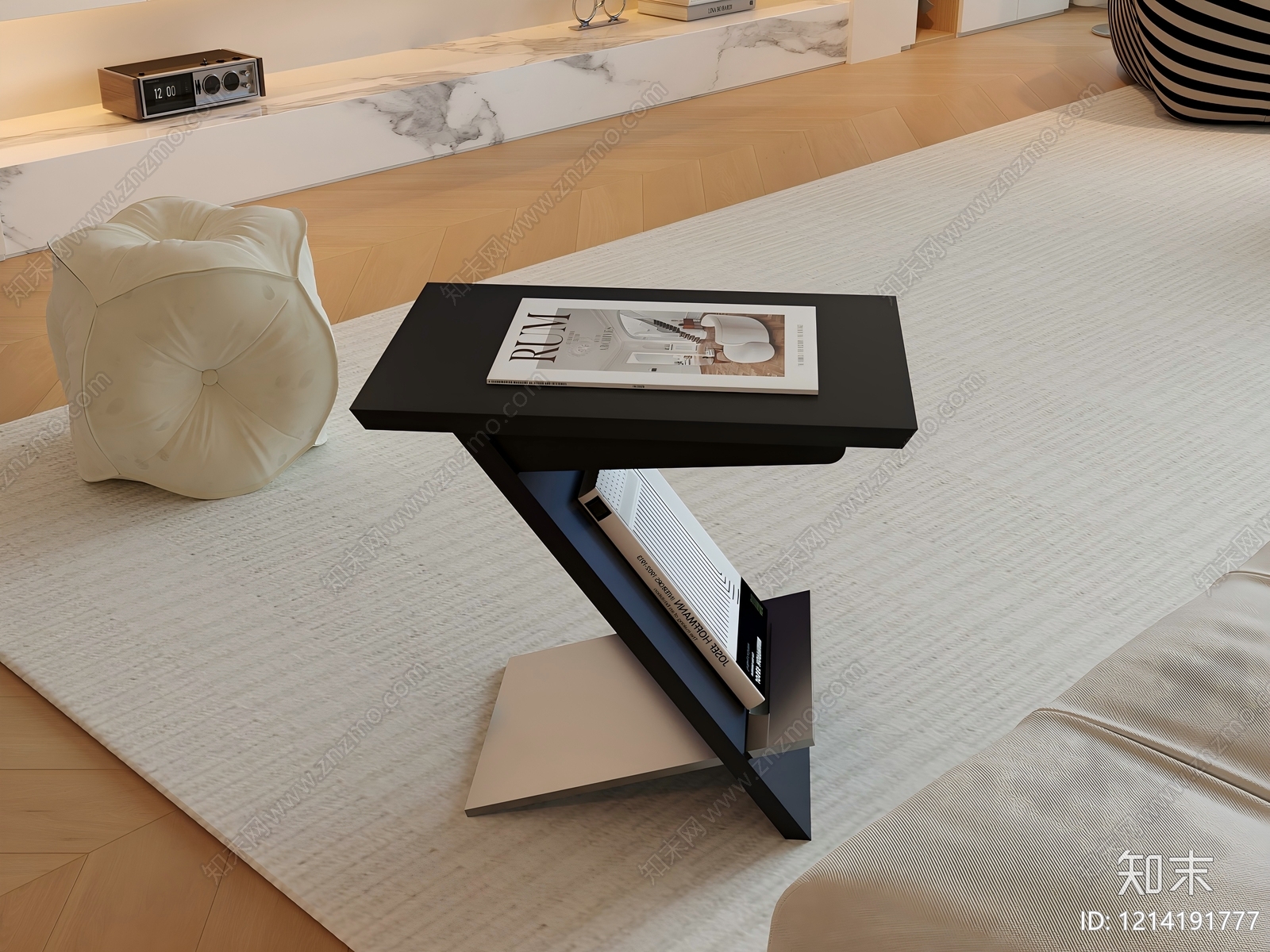 奶油风边几SU模型下载【ID:1214191777】