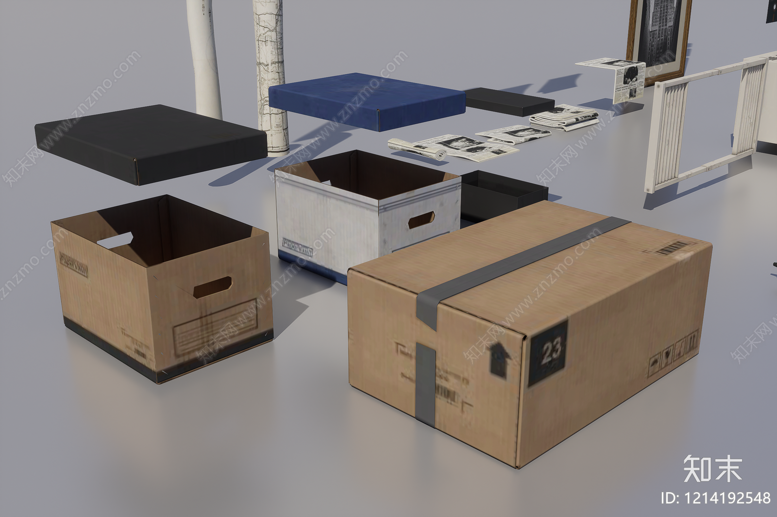 复古办公用品3D模型下载【ID:1214192548】