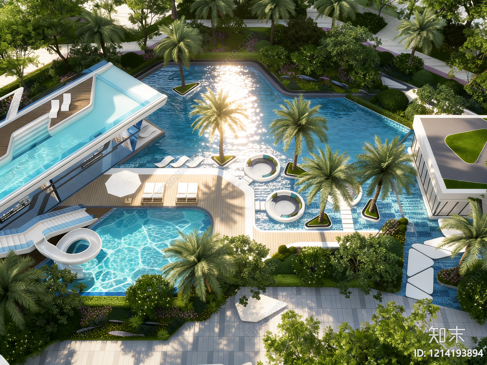 现代主义泳池SU模型下载【ID:1214193894】