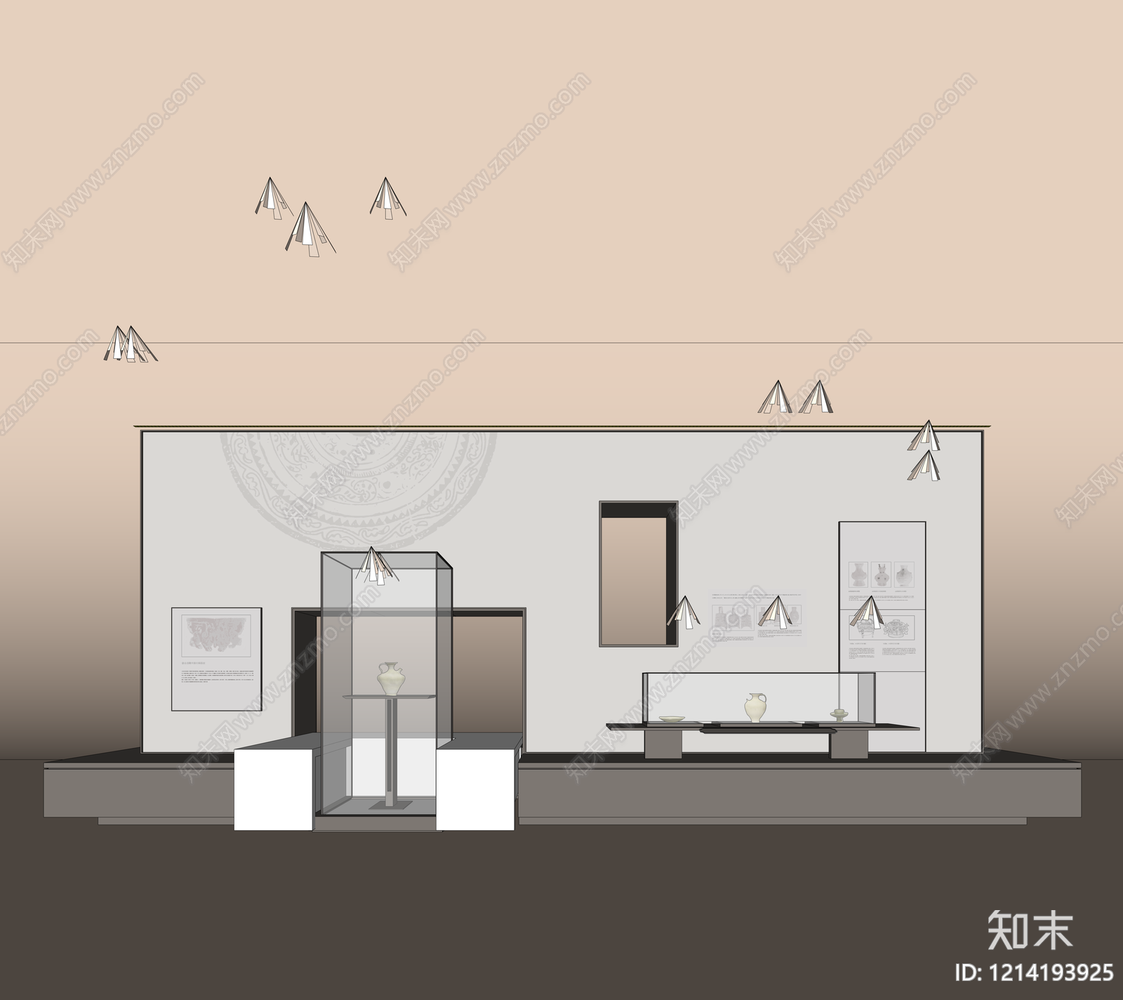 极简博物馆展厅SU模型下载【ID:1214193925】