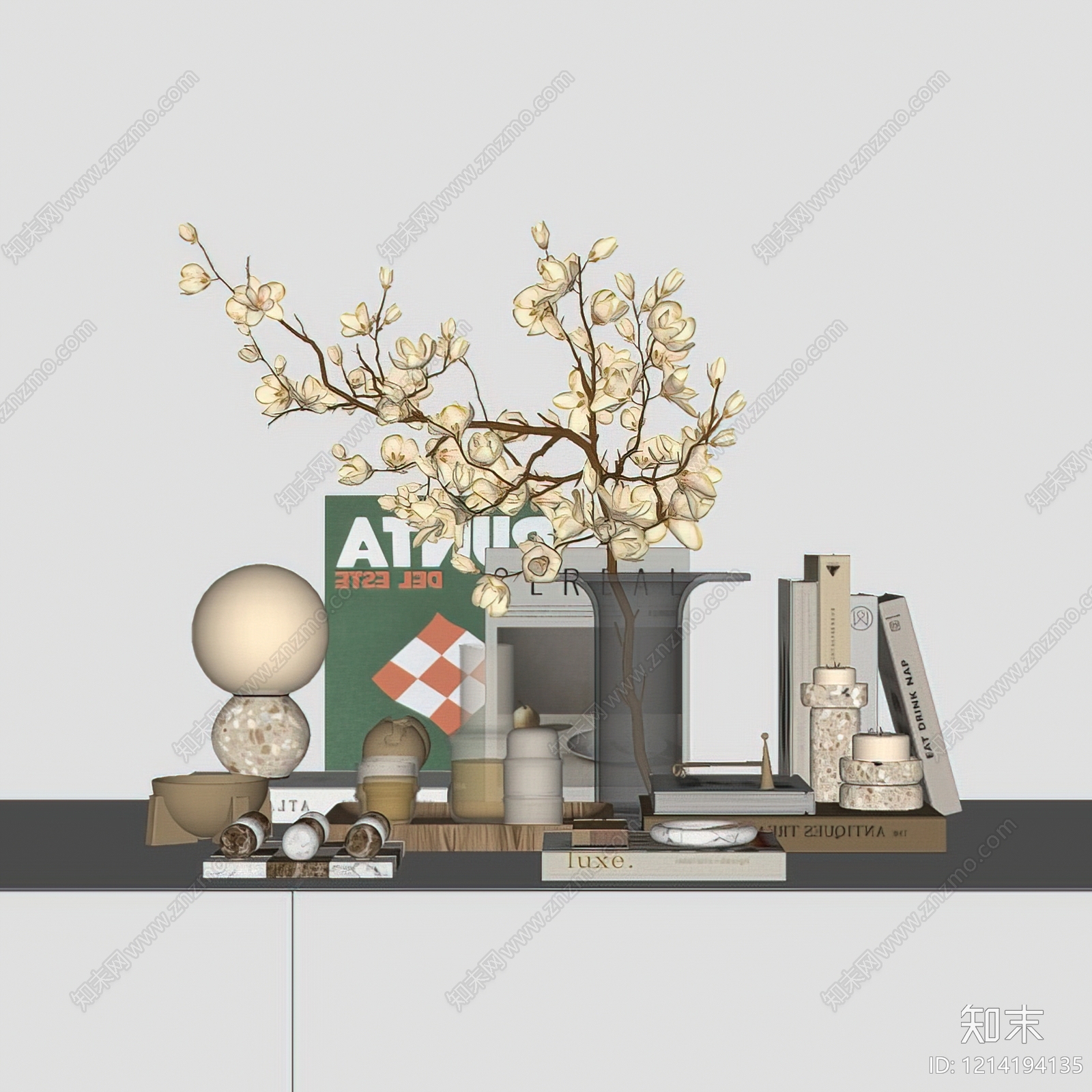 奶油风摆件组合SU模型下载【ID:1214194135】