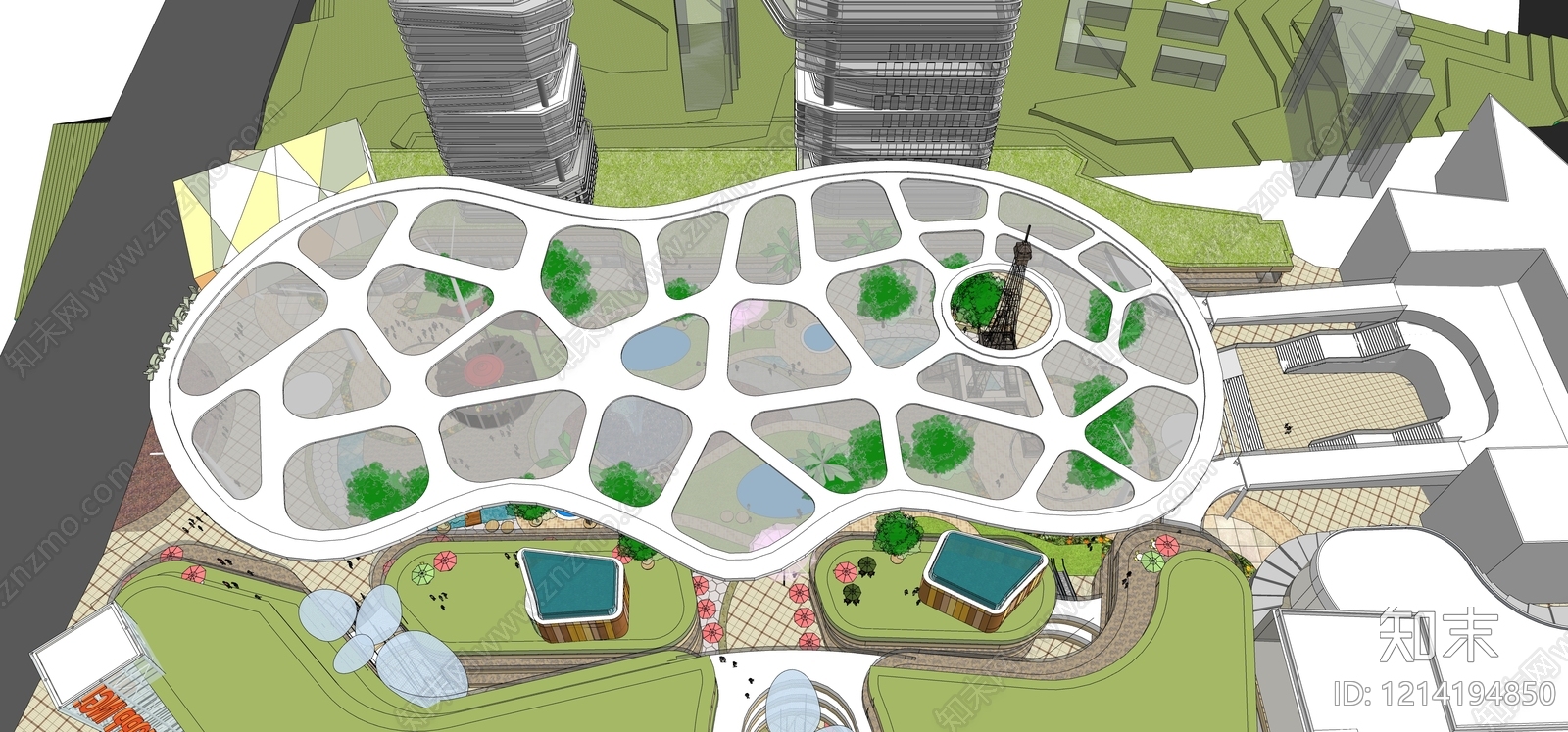 现代小区建筑SU模型下载【ID:1214194850】