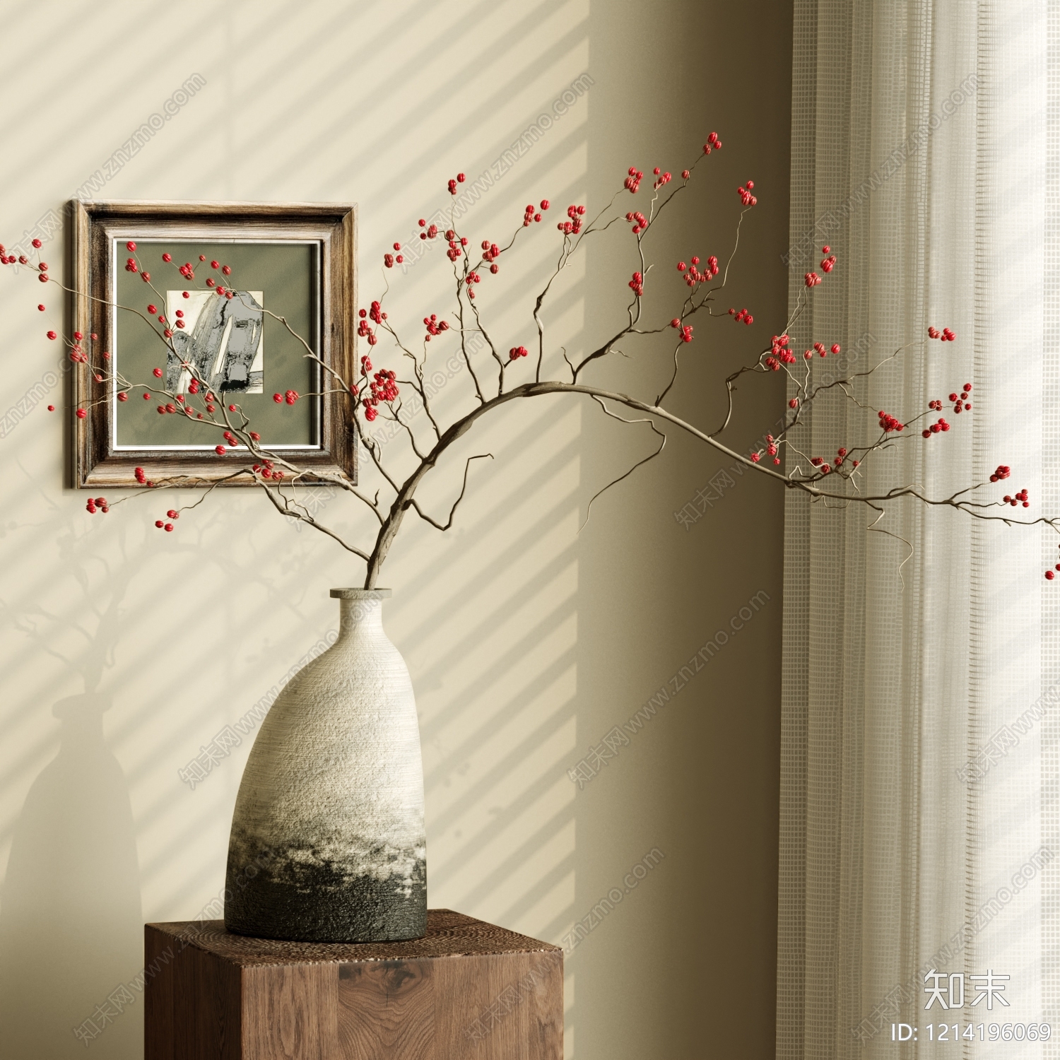 新中式花艺3D模型下载【ID:1214196069】