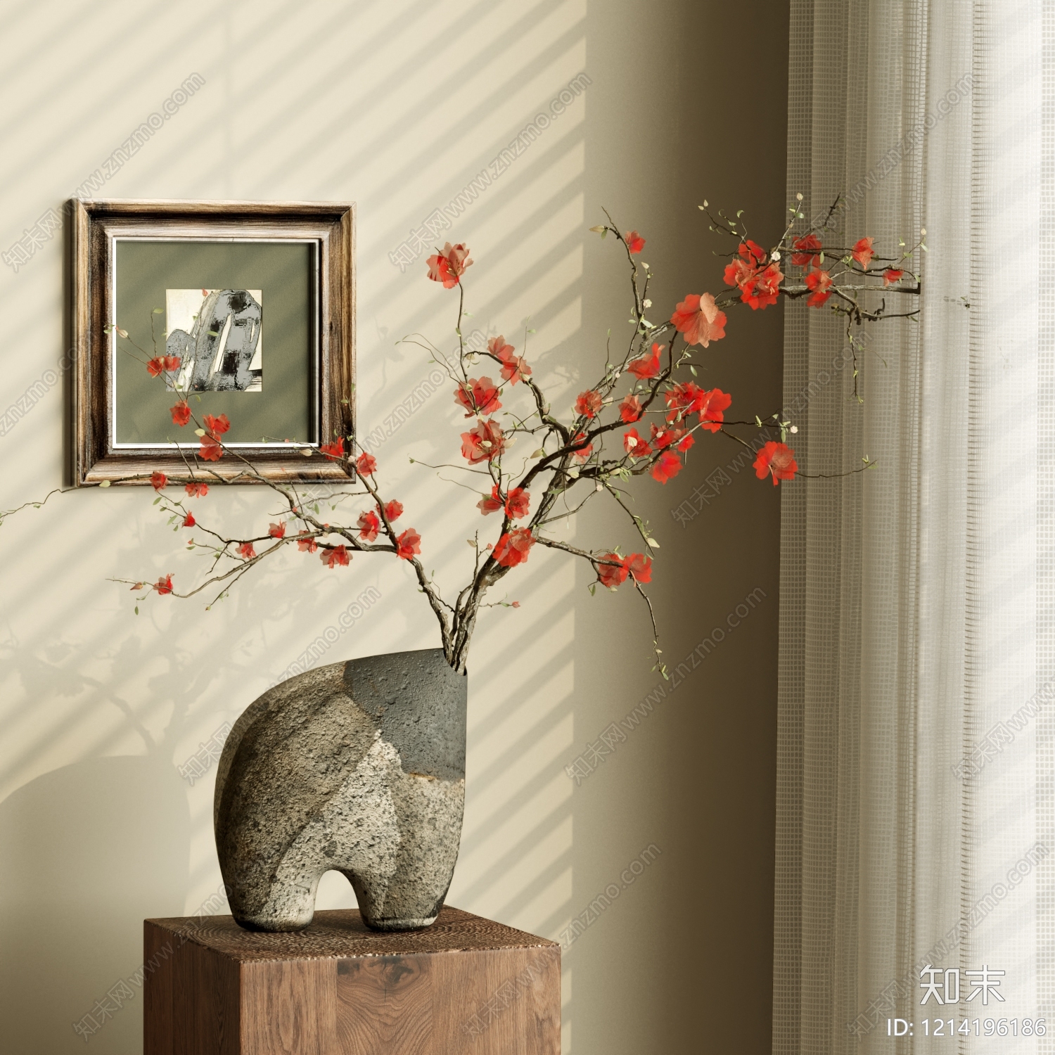 新中式花艺3D模型下载【ID:1214196186】