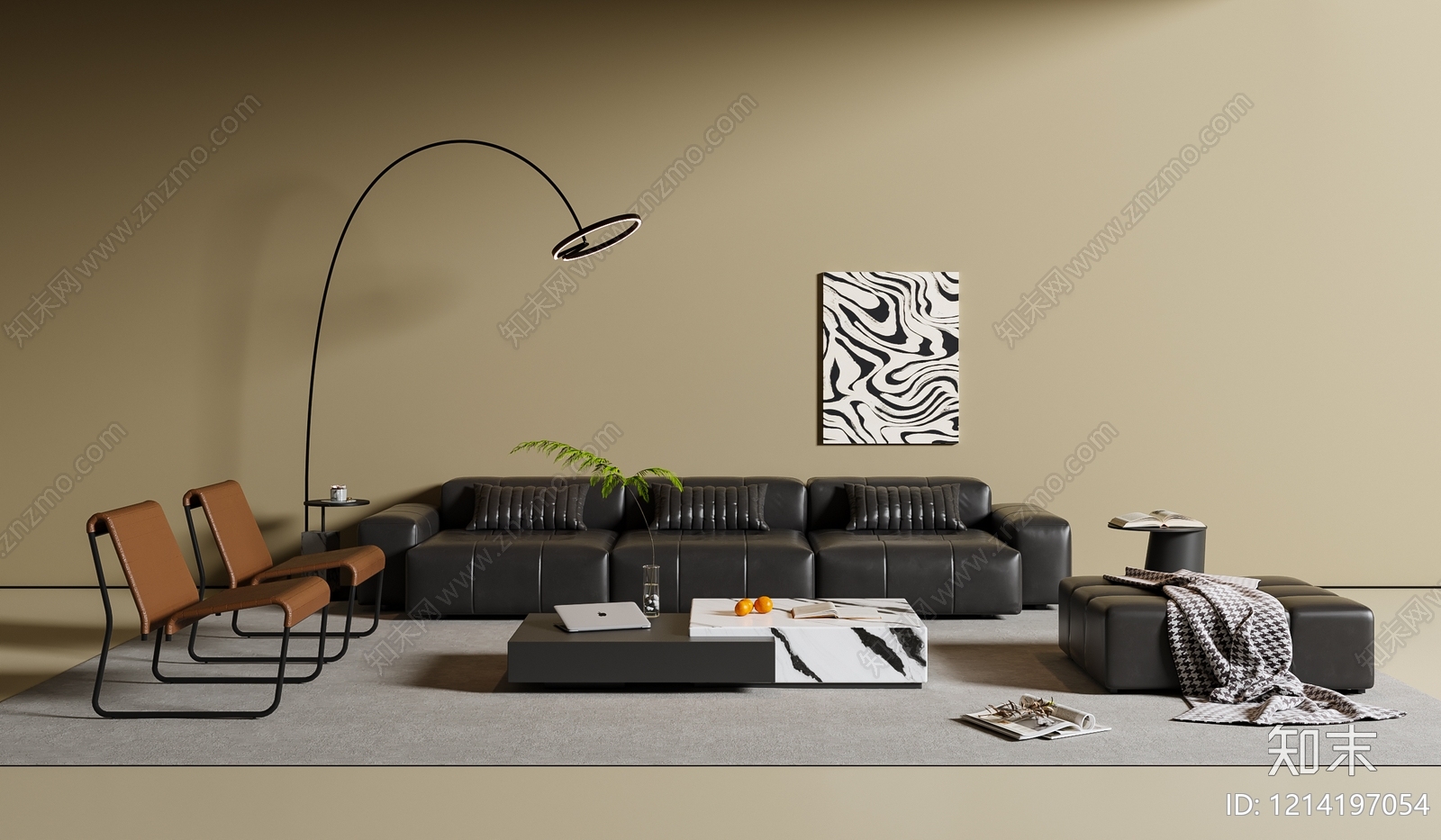 现代极简沙发组合3D模型下载【ID:1214197054】