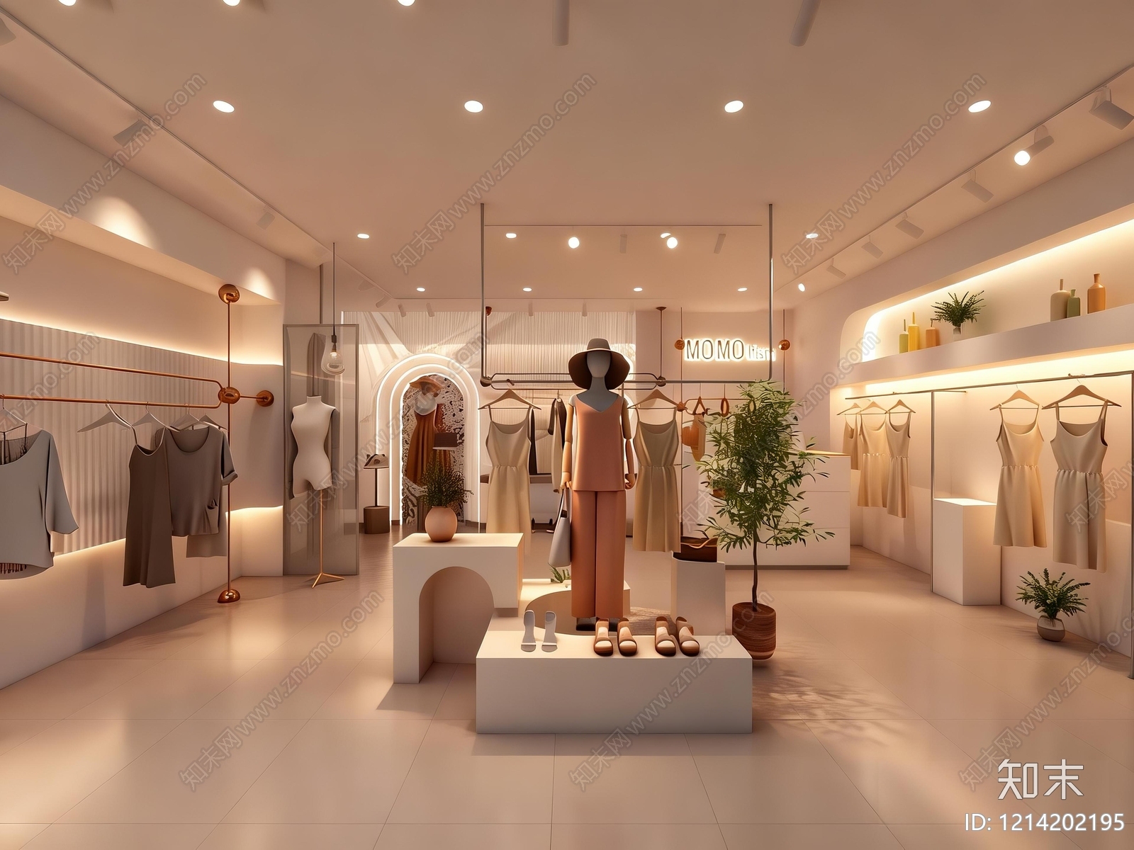 奶油风服装店3D模型下载【ID:1214202195】