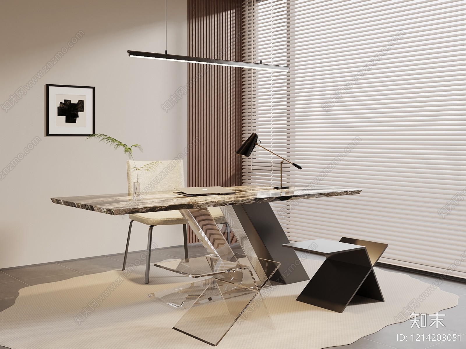 现代极简书房3D模型下载【ID:1214203051】