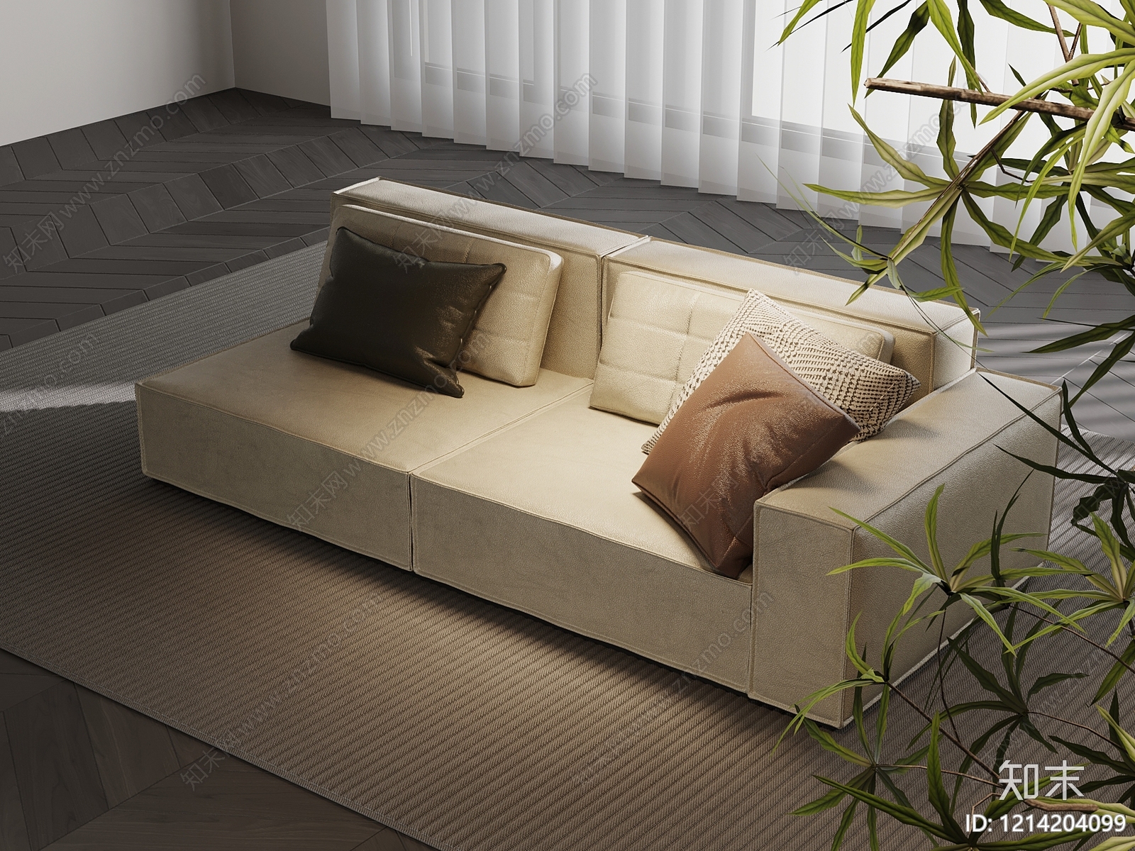极简双人沙发3D模型下载【ID:1214204099】
