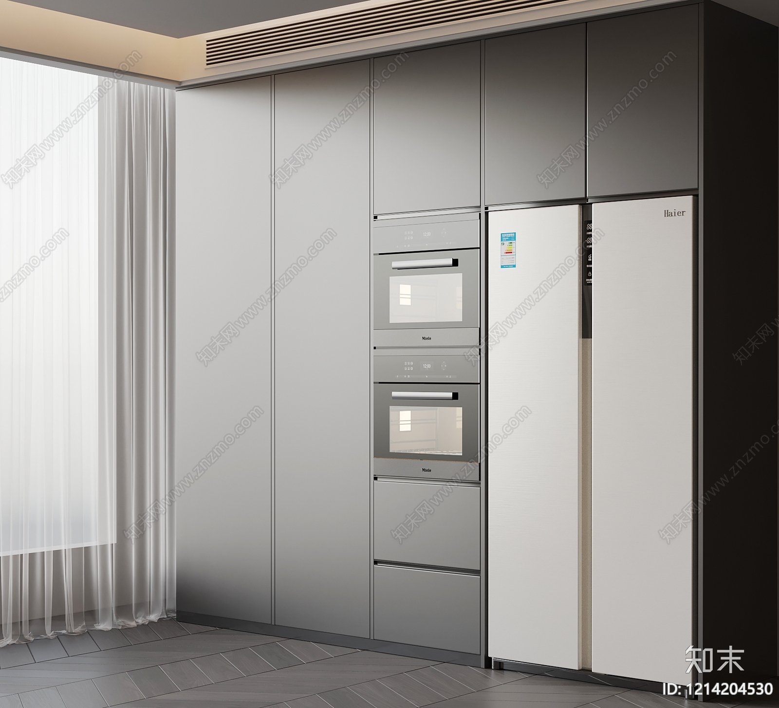 极简开放式厨房3D模型下载【ID:1214204530】