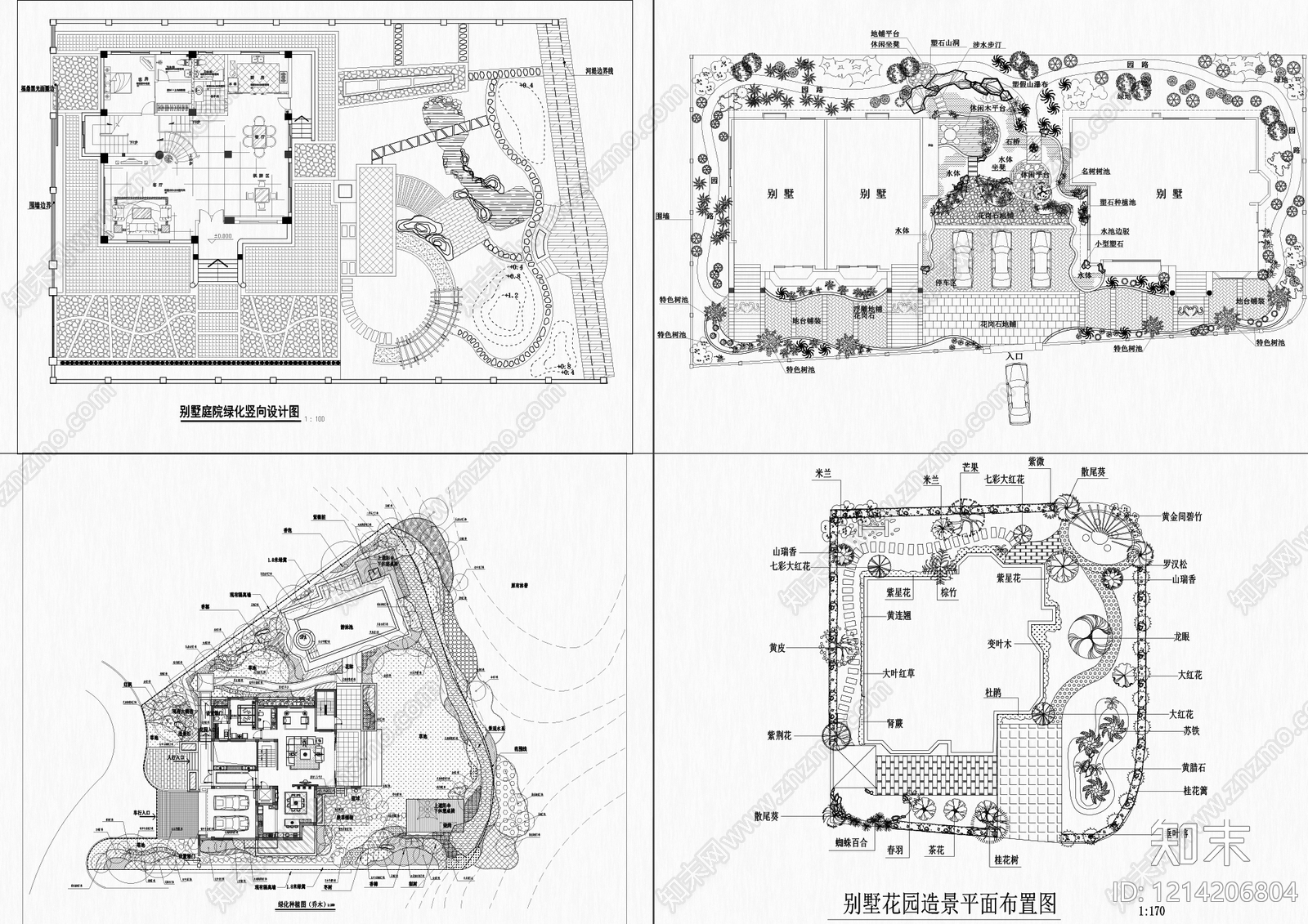 新中式庭院cad施工图下载【ID:1214206804】