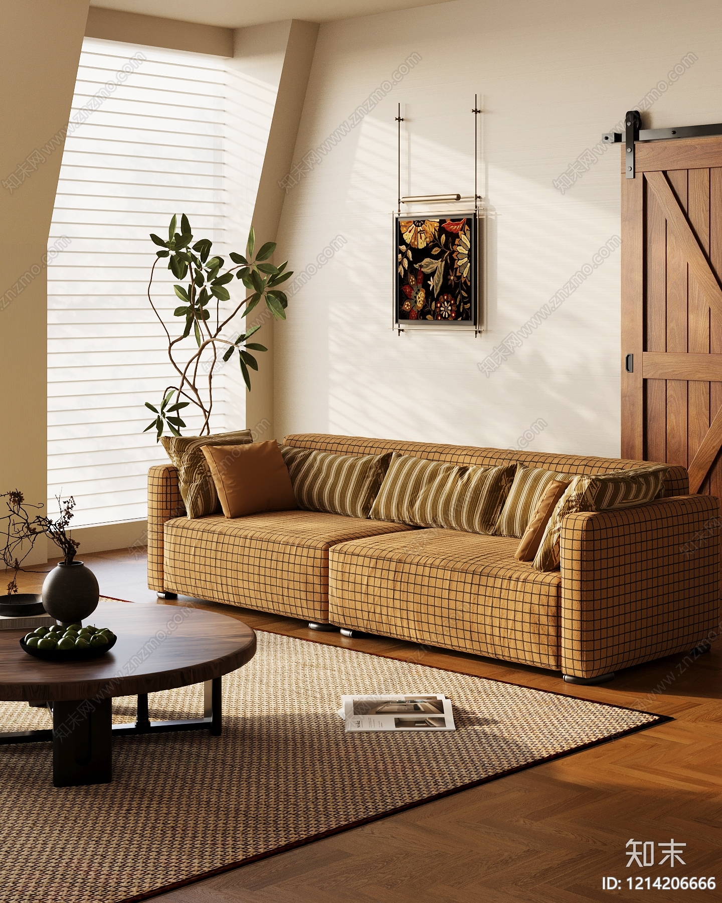 中古风多人沙发3D模型下载【ID:1214206666】