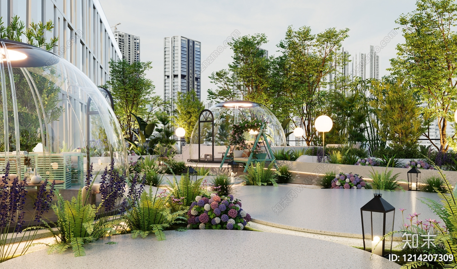 现代轻奢屋顶花园3D模型下载【ID:1214207309】