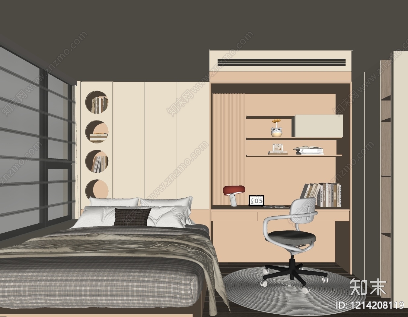 现代榻榻米卧室SU模型下载【ID:1214208119】
