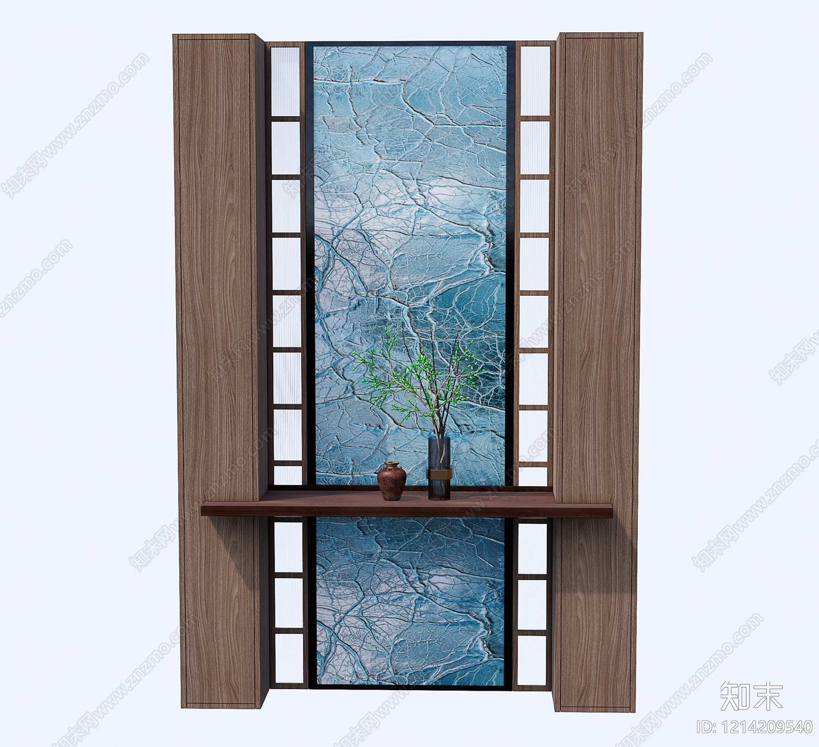 新中式玄关柜SU模型下载【ID:1214209540】