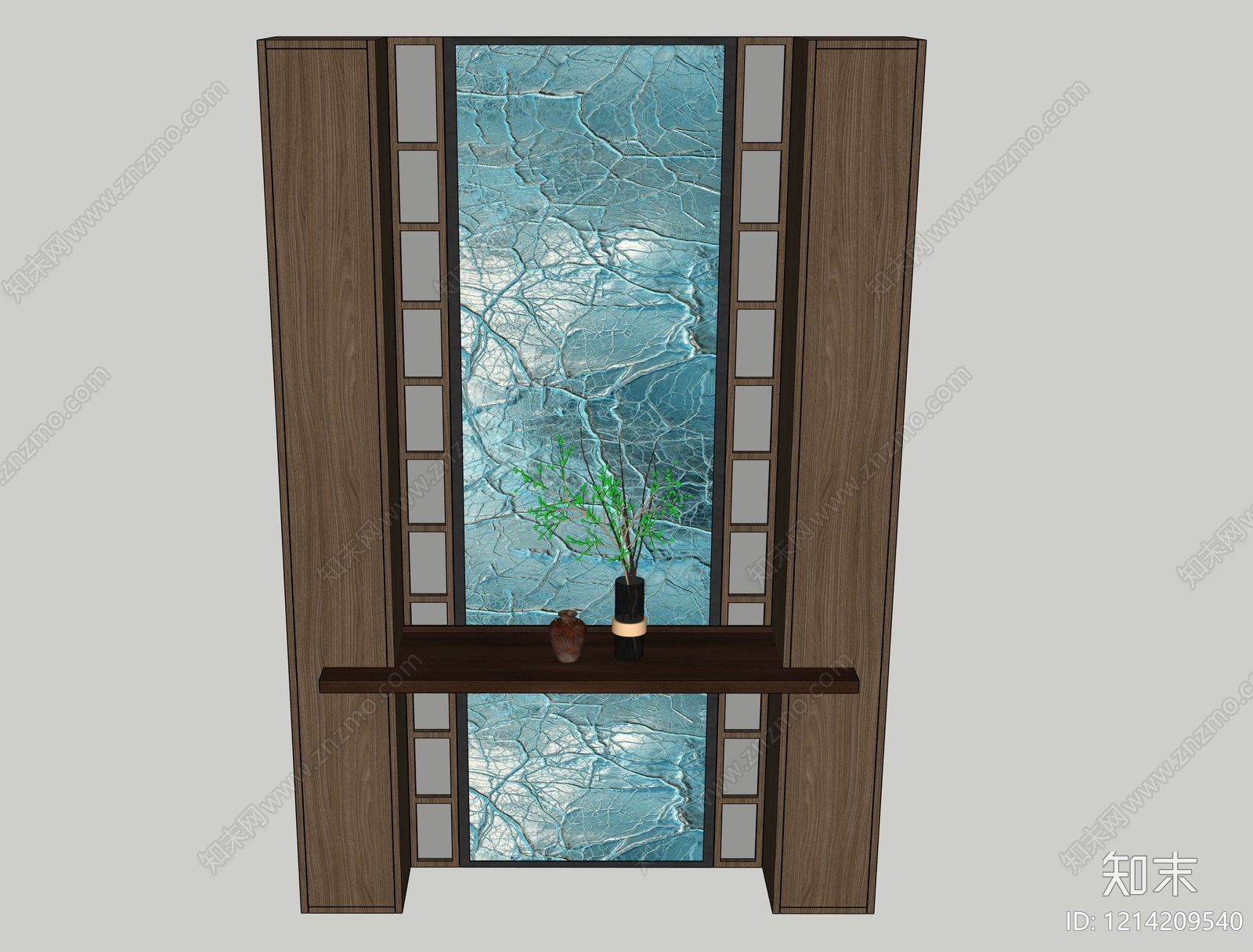 新中式玄关柜SU模型下载【ID:1214209540】