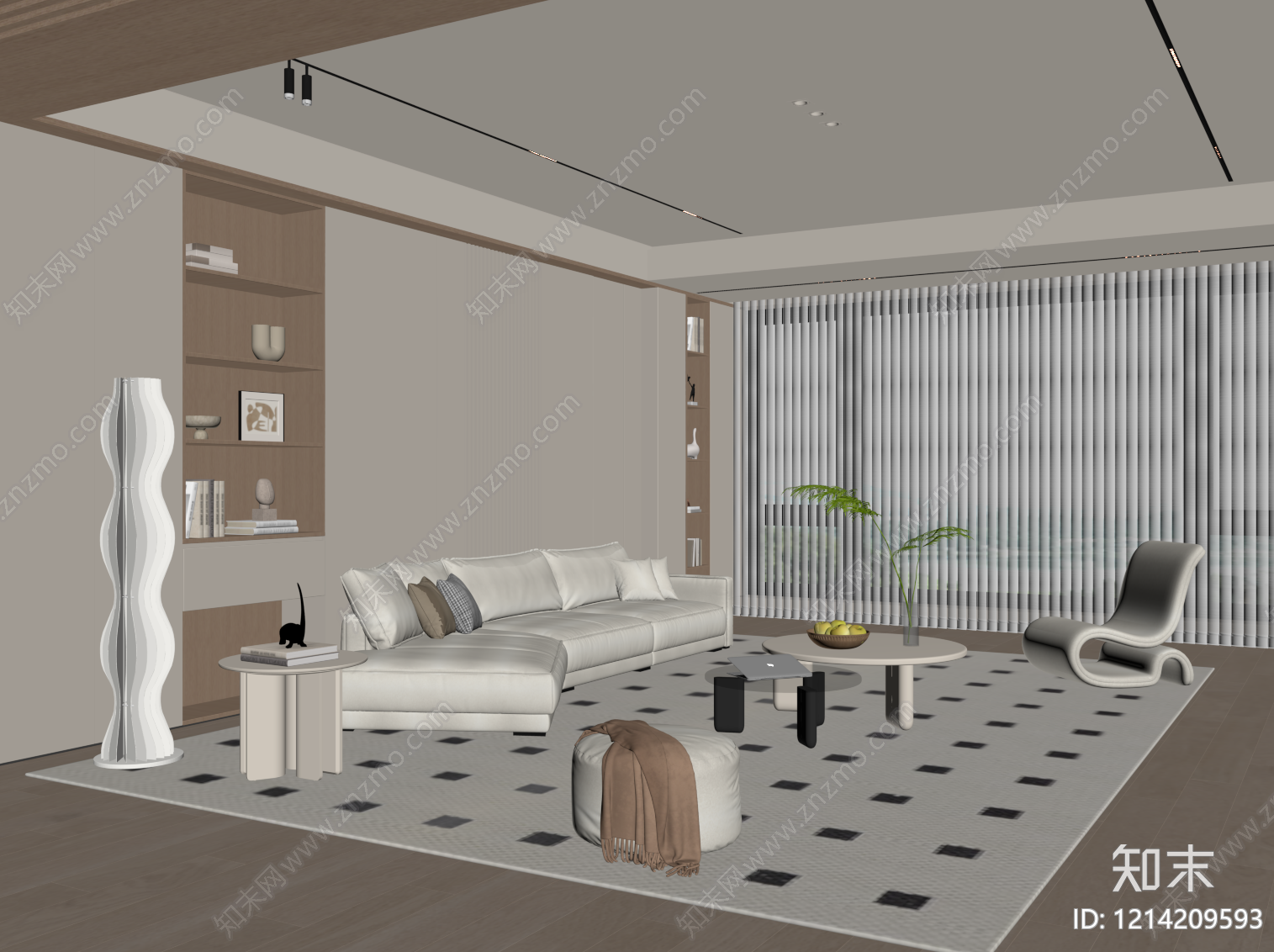 现代家居客厅SU模型下载【ID:1214209593】