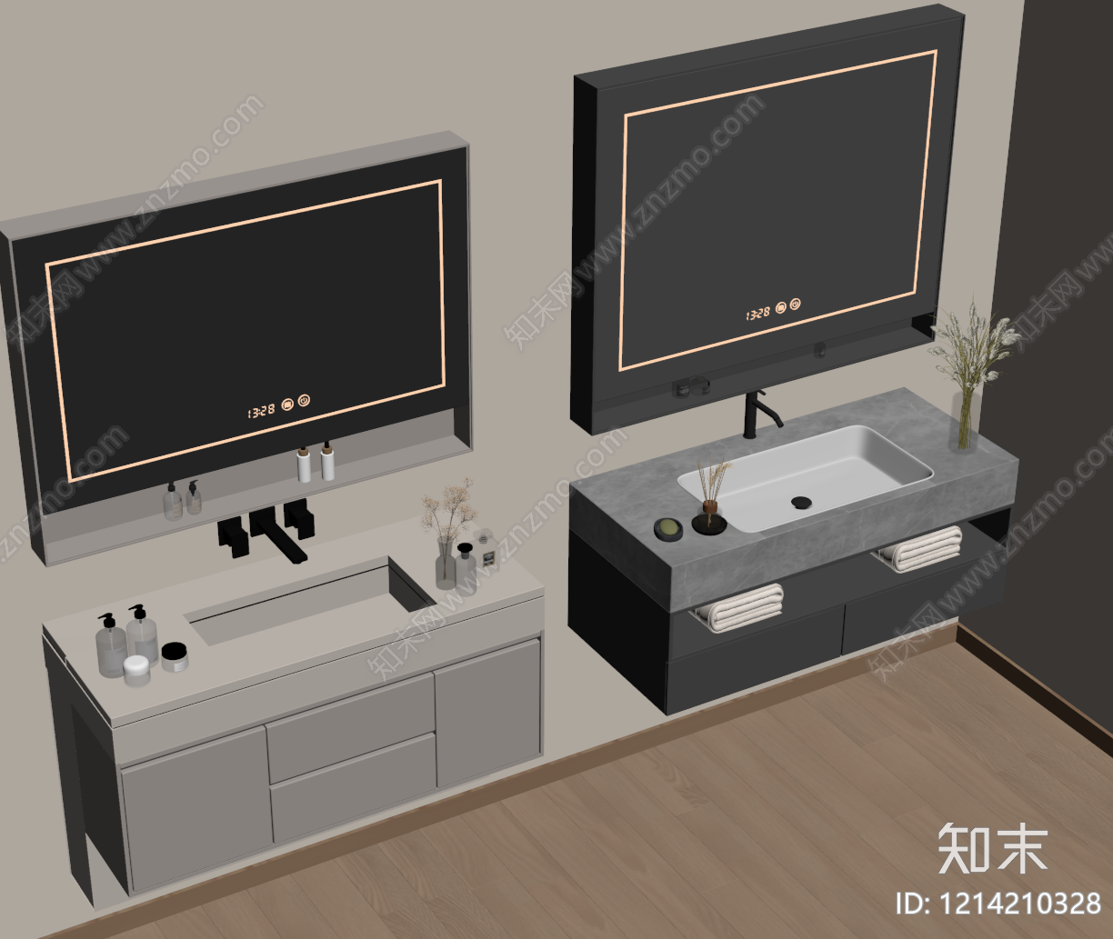 现代简约浴室柜SU模型下载【ID:1214210328】