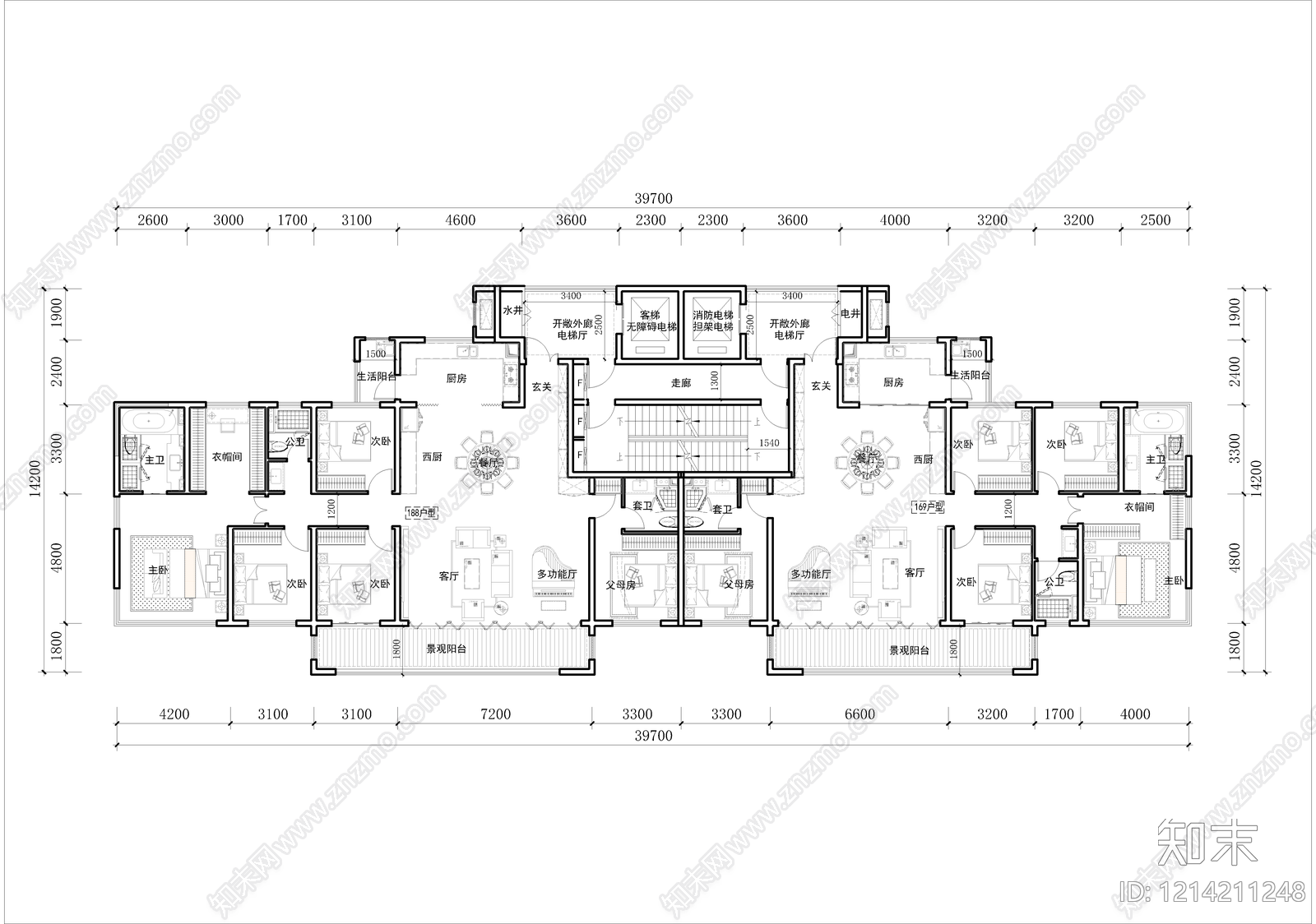 高层住宅cad施工图下载【ID:1214211248】