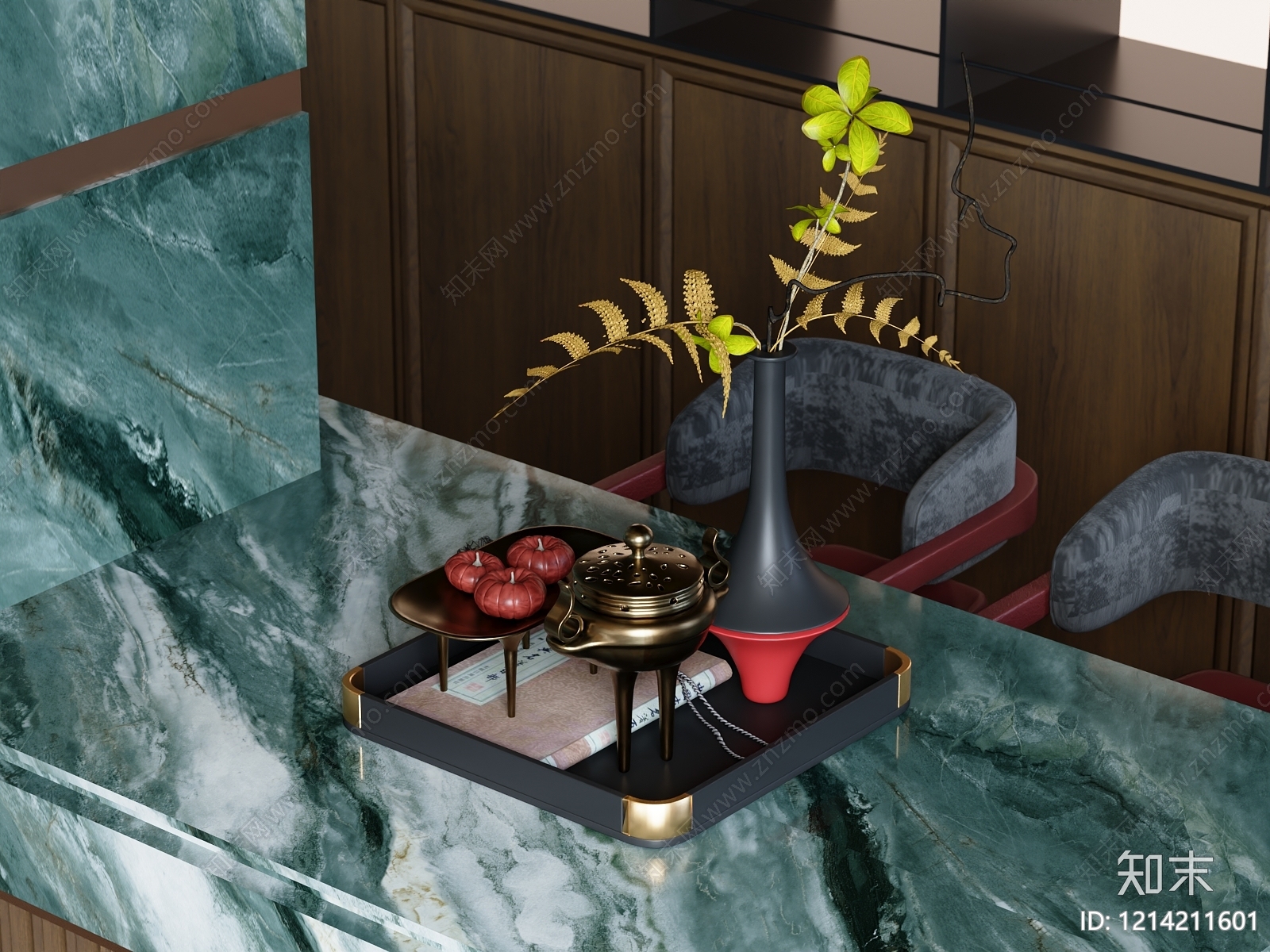 新中式摆件组合3D模型下载【ID:1214211601】