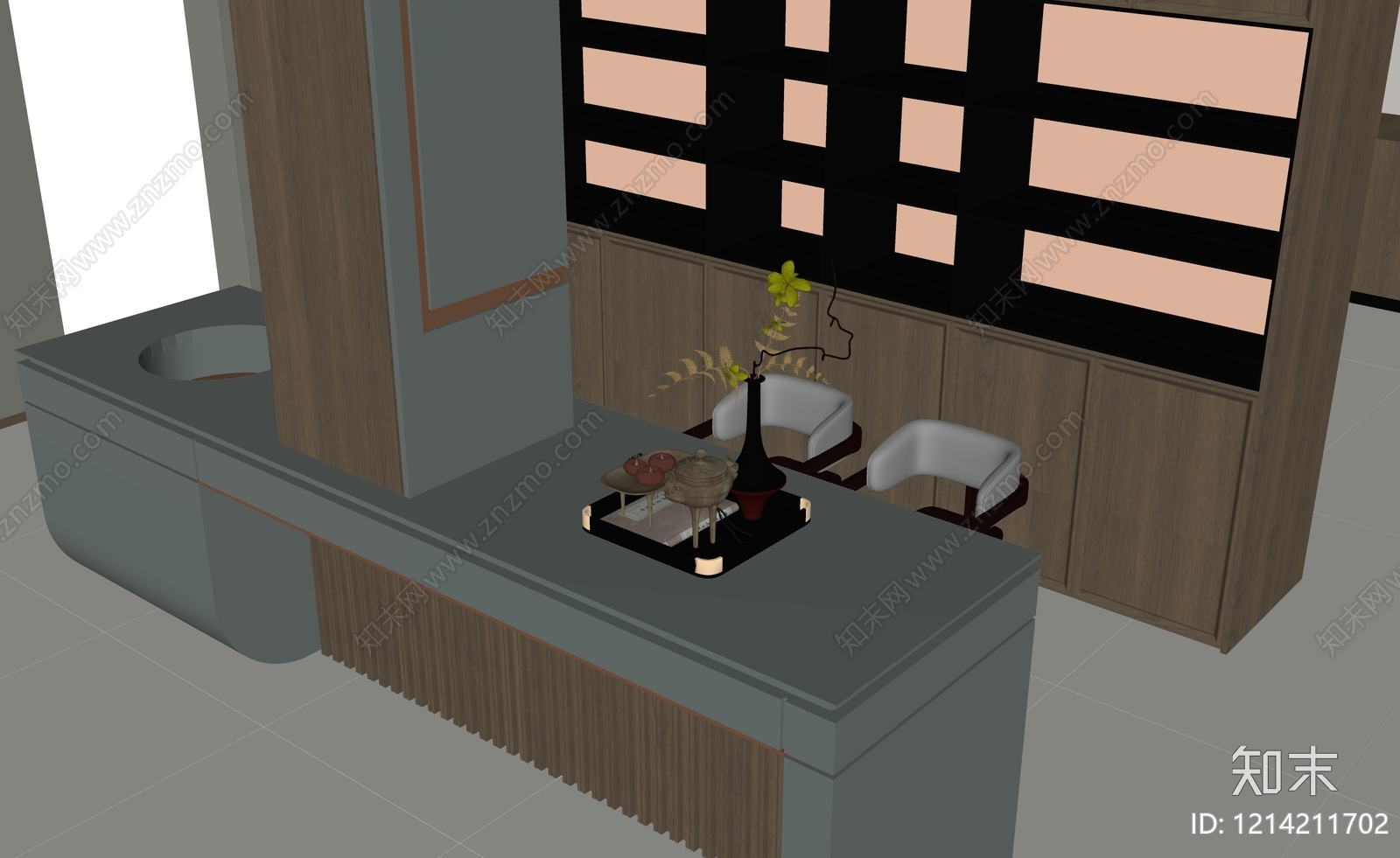 新中式摆件组合SU模型下载【ID:1214211702】
