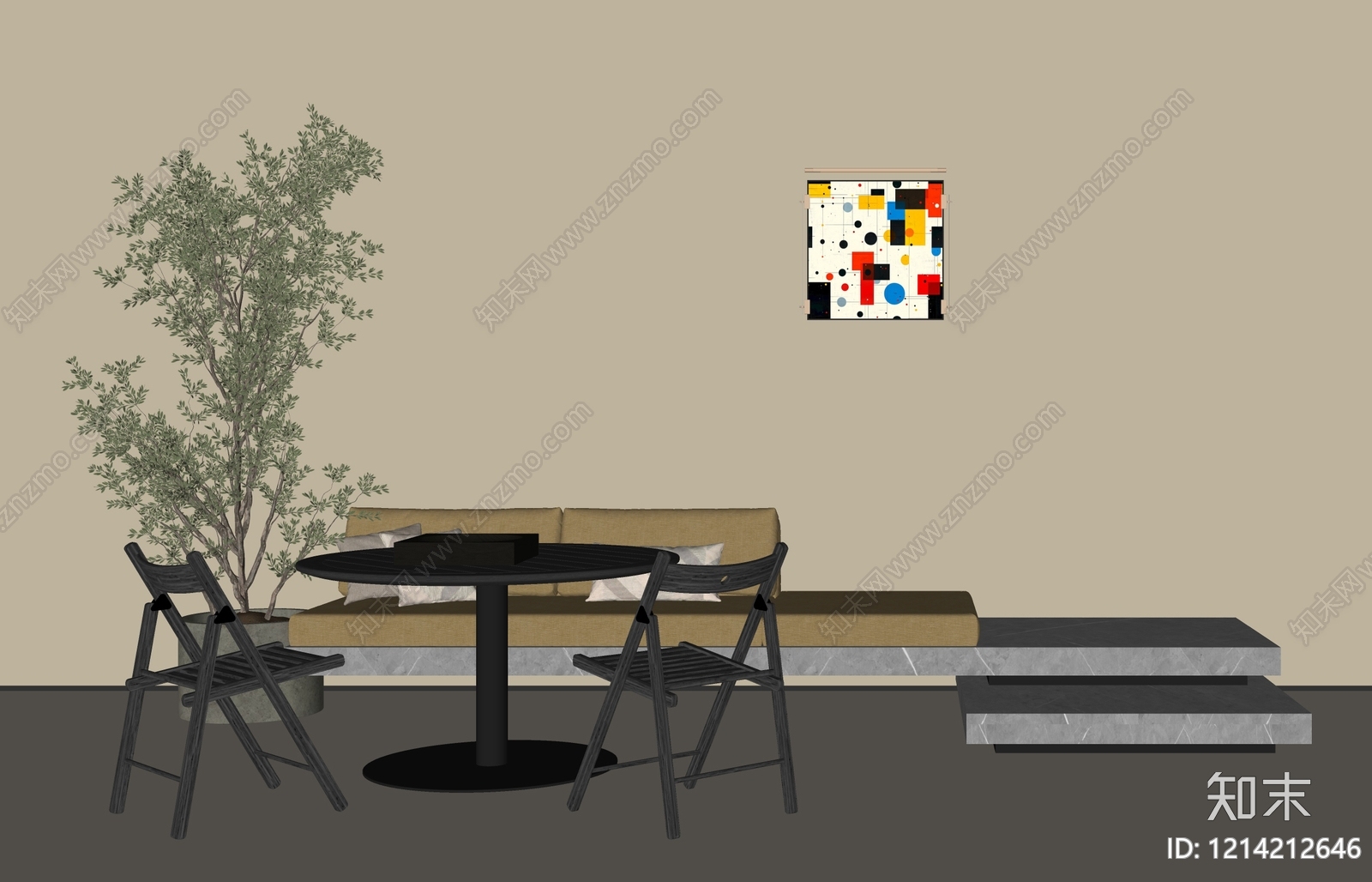 侘寂风家居客厅SU模型下载【ID:1214212646】