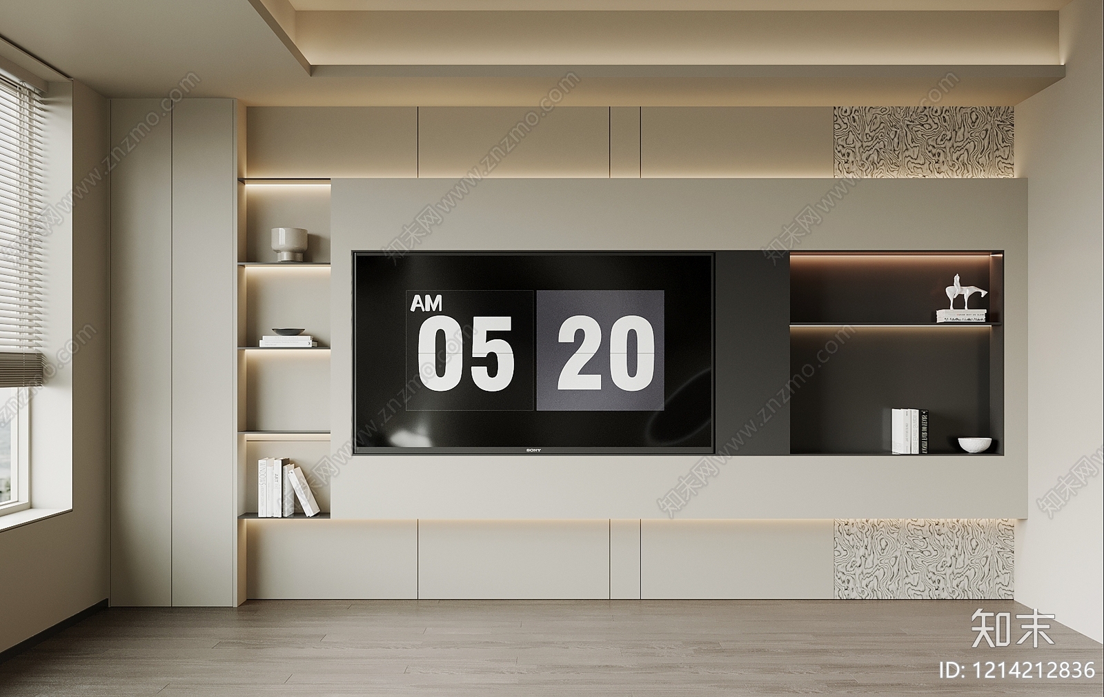 现代简约电视背景墙3D模型下载【ID:1214212836】