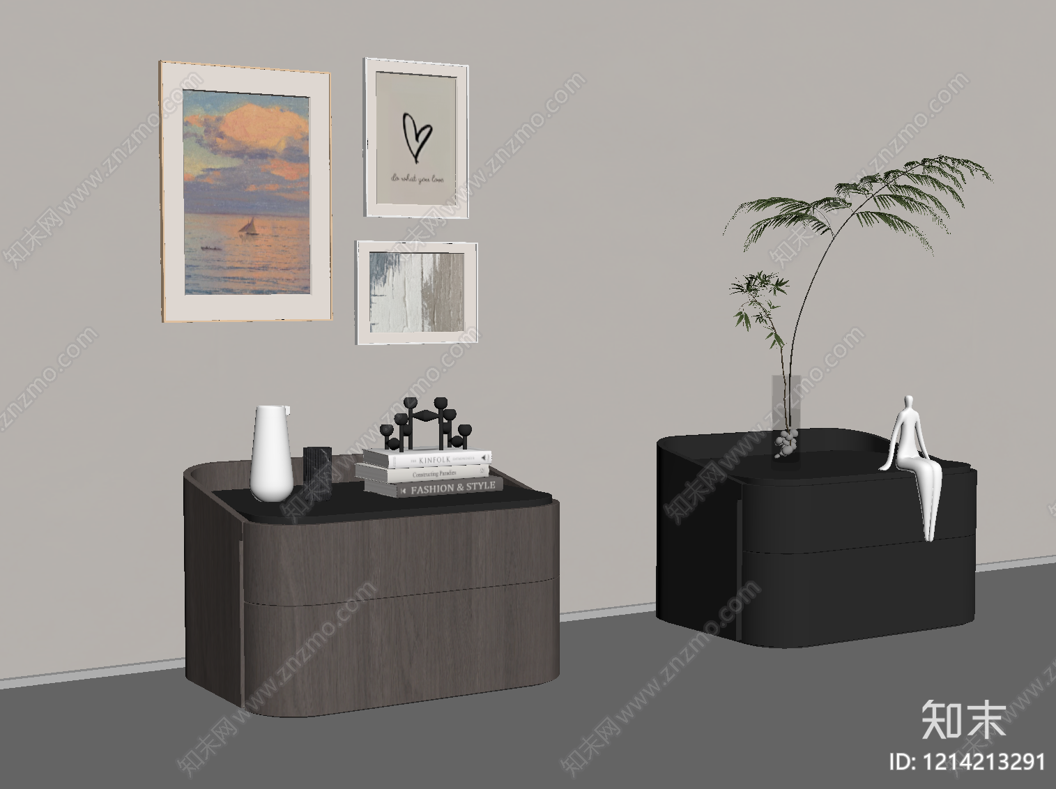 现代简约床头柜SU模型下载【ID:1214213291】