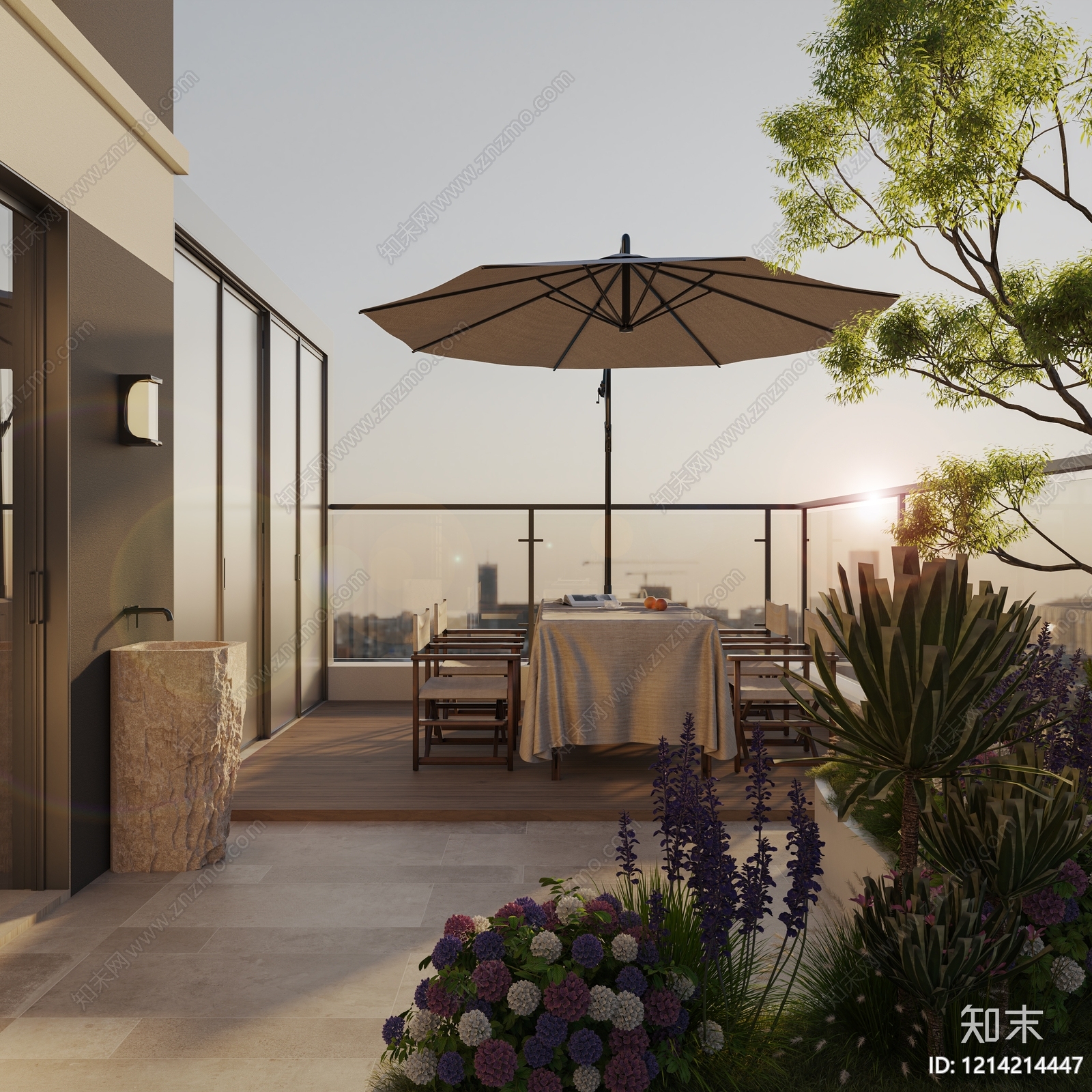 现代简约屋顶花园3D模型下载【ID:1214214447】