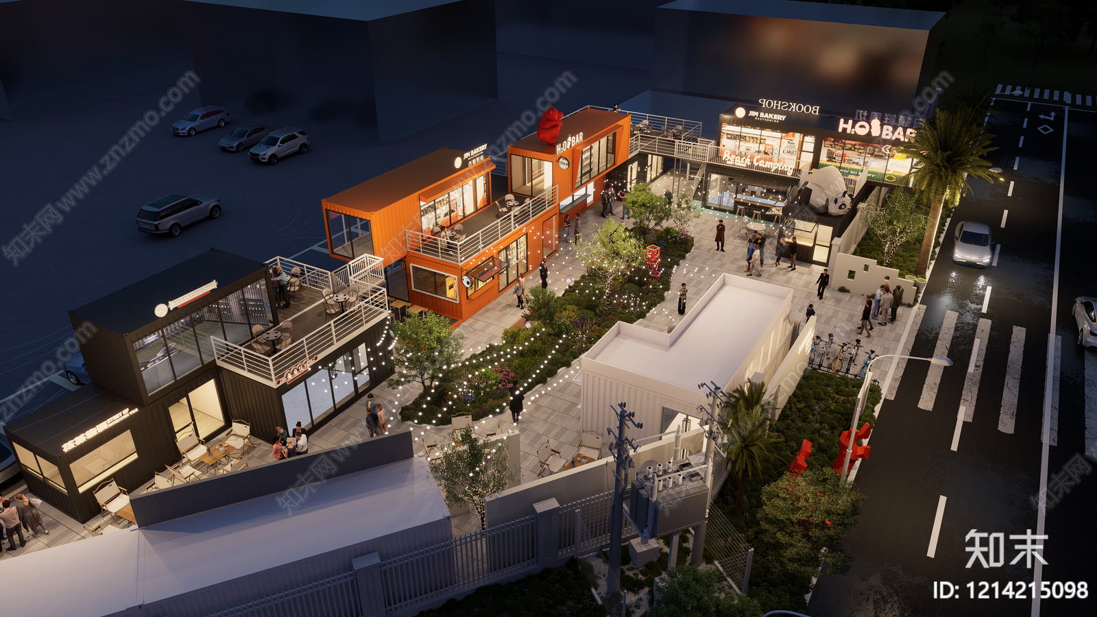 现代集装箱商业景观风格商业街SU模型下载【ID:1214215098】