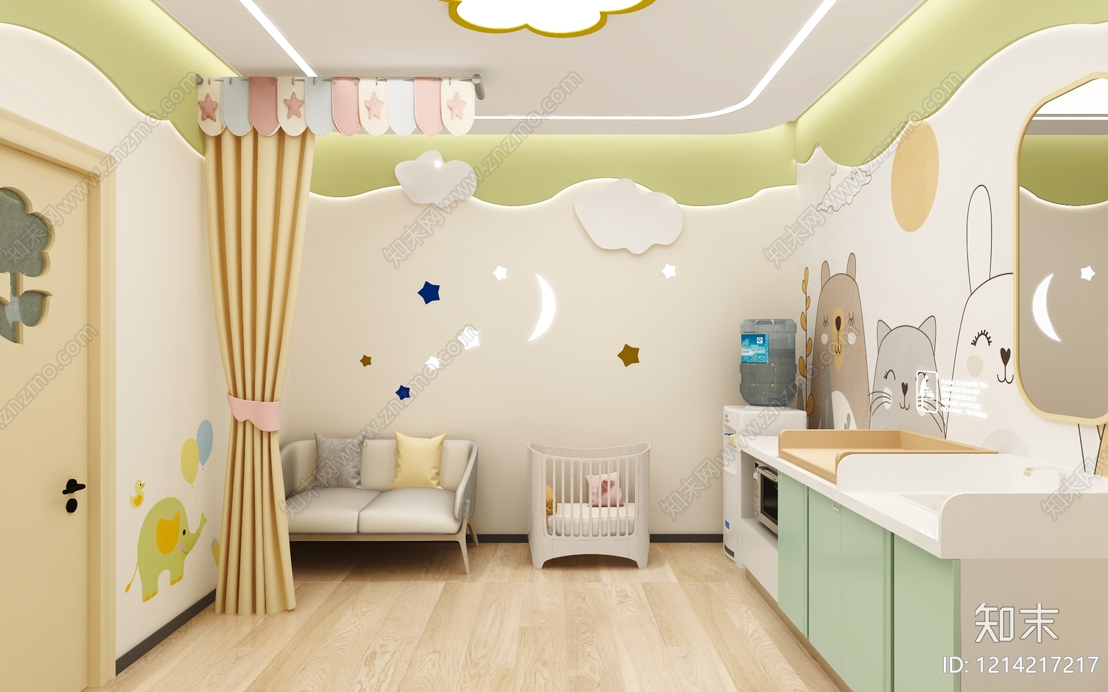 奶油风母婴室3D模型下载【ID:1214217217】