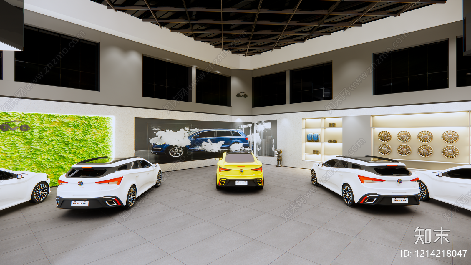 现代简约汽车展厅SU模型下载【ID:1214218047】