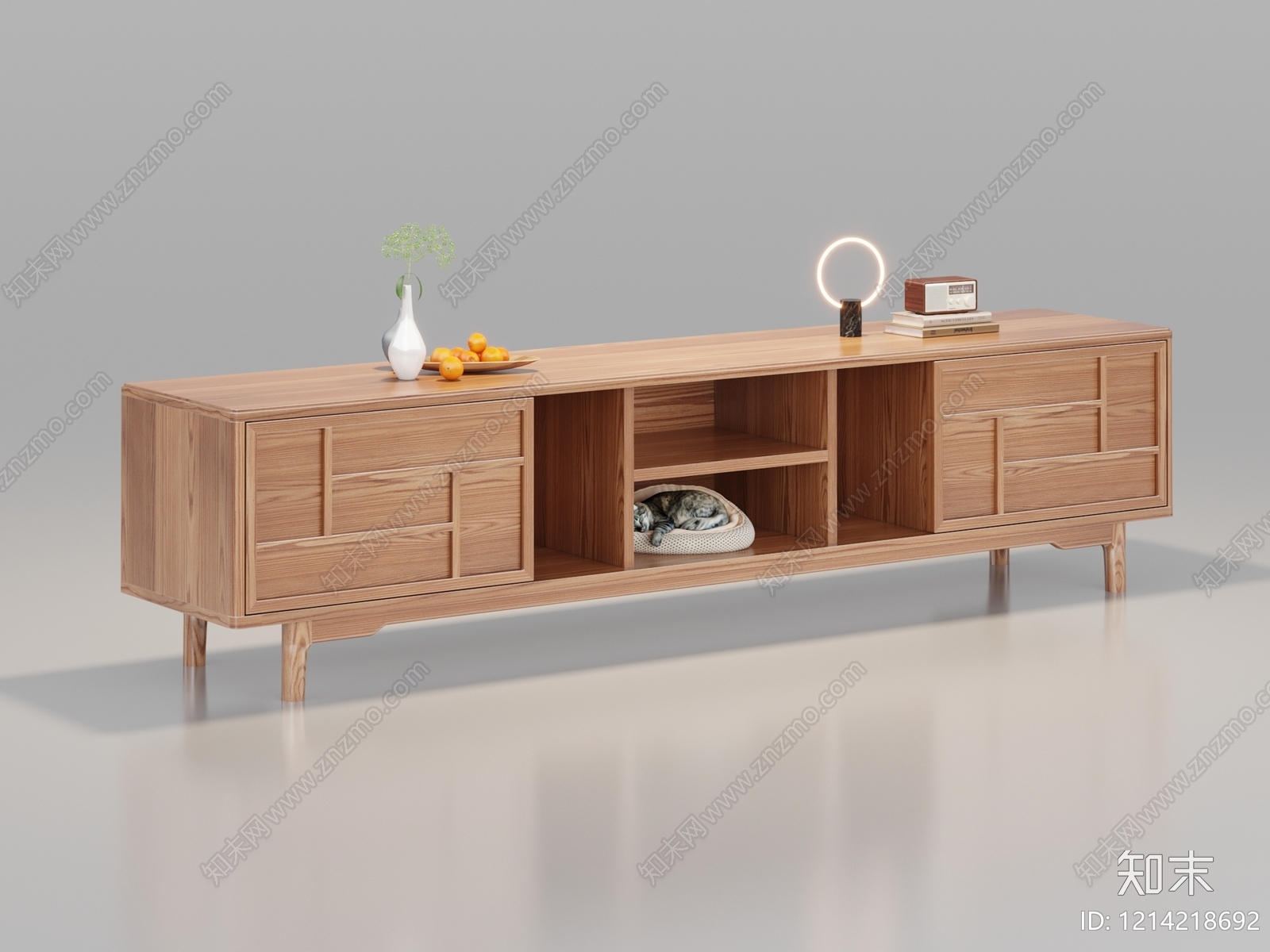 原木风电视柜3D模型下载【ID:1214218692】