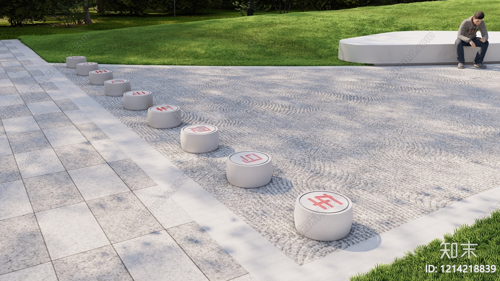 新中式景观石材围挡SU模型下载【ID:1214218839】