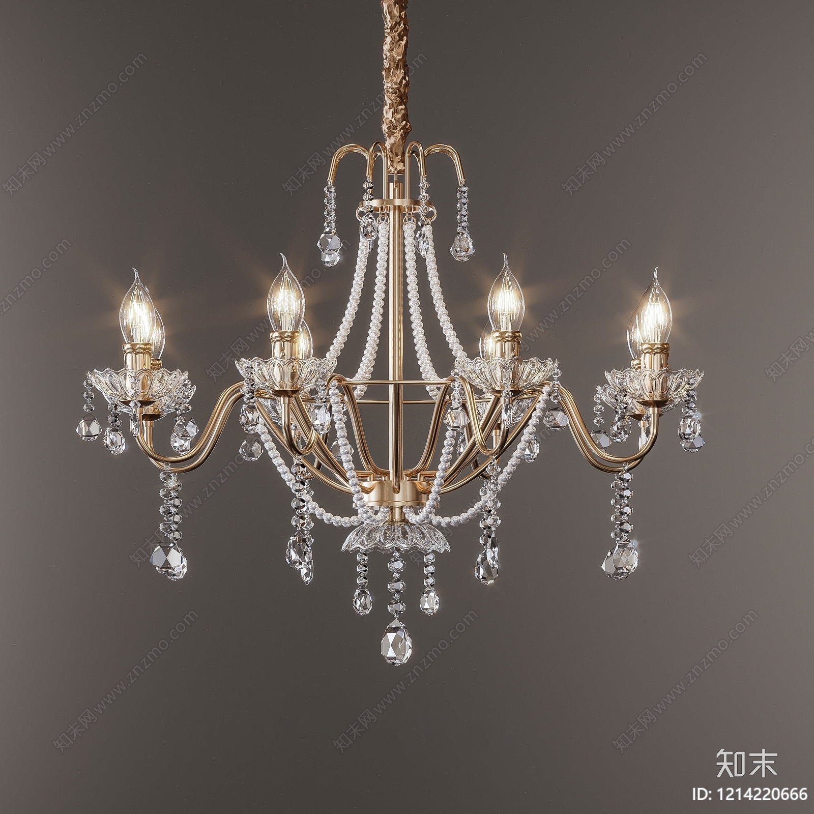 法式水晶吊灯3D模型下载【ID:1214220666】