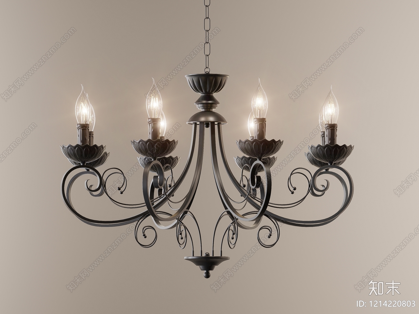 法式客厅吊灯3D模型下载【ID:1214220803】