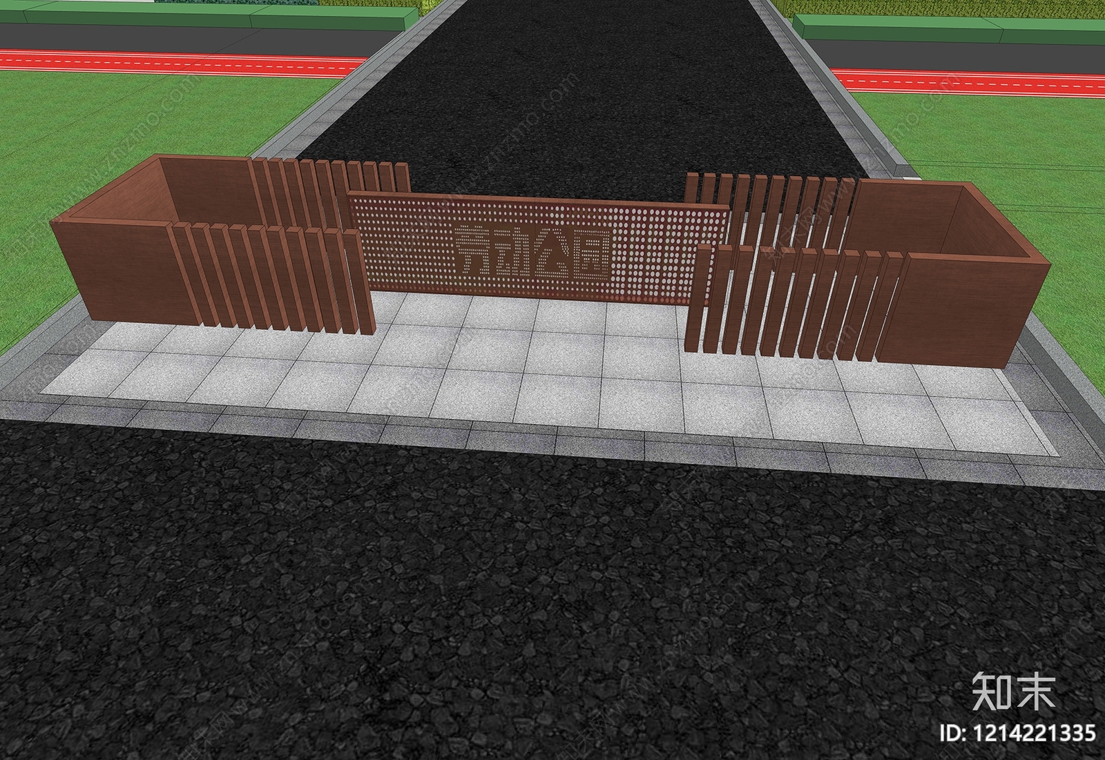 现代简约入口大门SU模型下载【ID:1214221335】