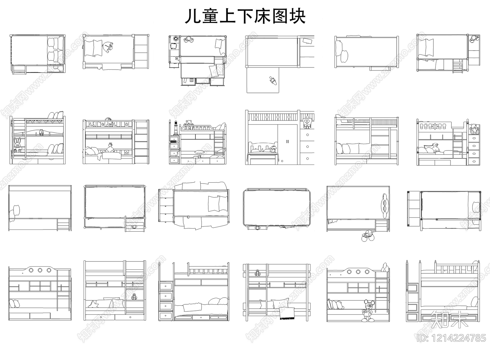 现代床施工图下载【ID:1214224785】