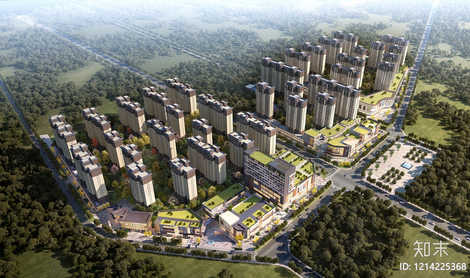 现代主义鸟瞰规划3D模型下载【ID:1214225368】