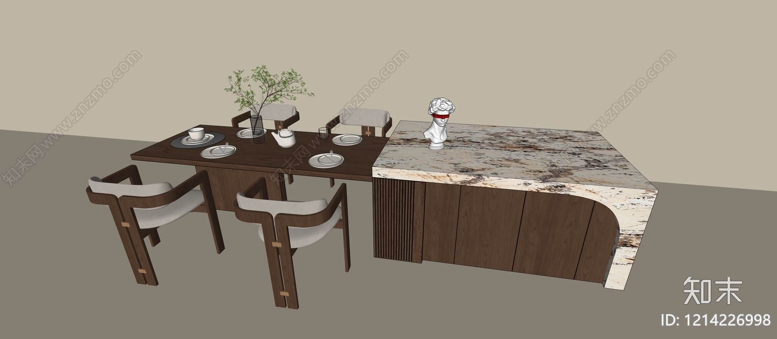 现代简约餐桌椅3D模型下载【ID:1214226998】